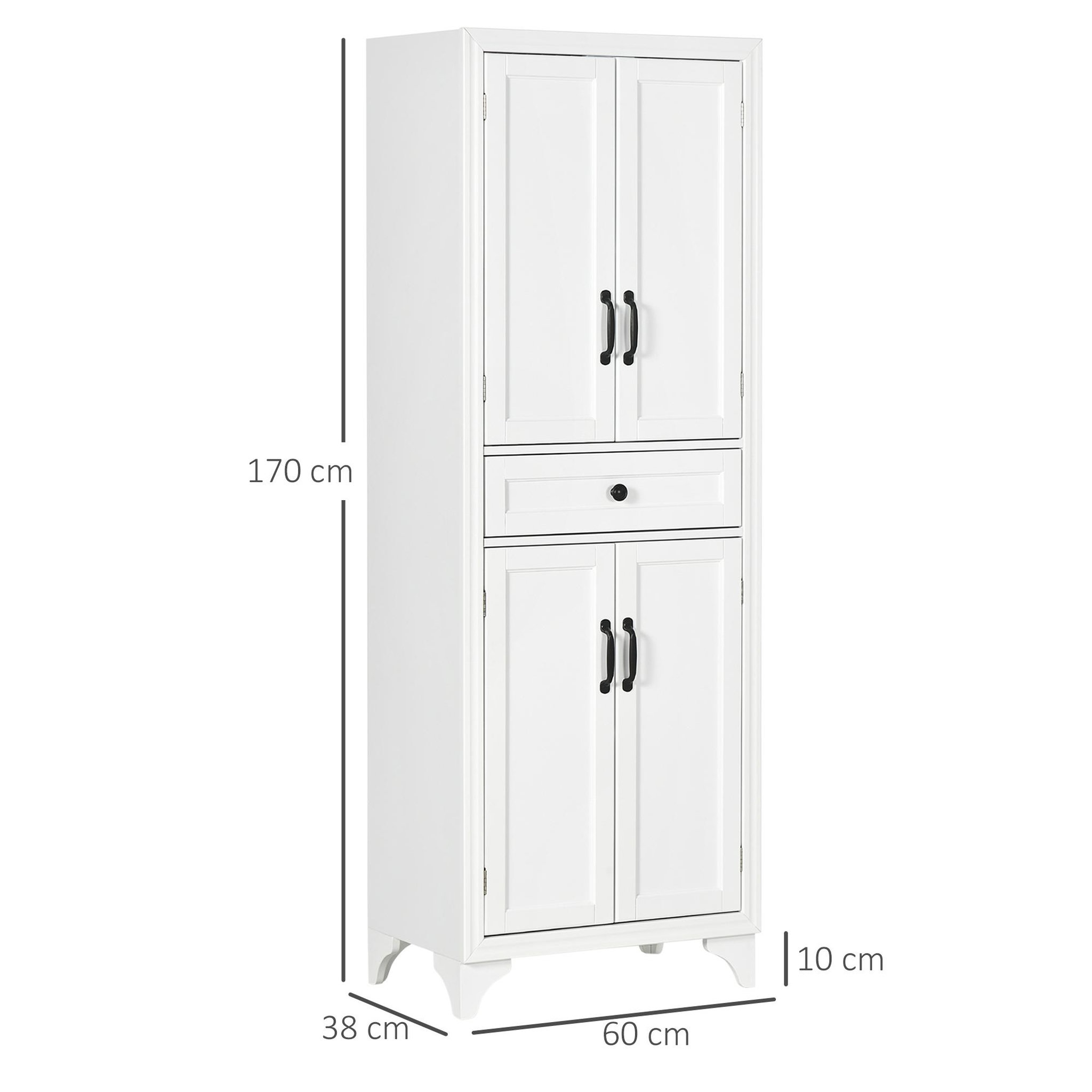 Voir la diapositive 3 : HOMCOM Buffet haut 4 portes 2 étagères tiroir coulissant MDF blanc