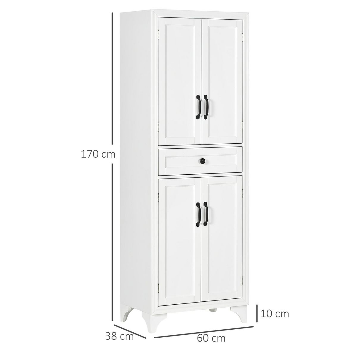 HOMCOM Buffet haut 4 portes 2 étagères tiroir coulissant MDF blanc