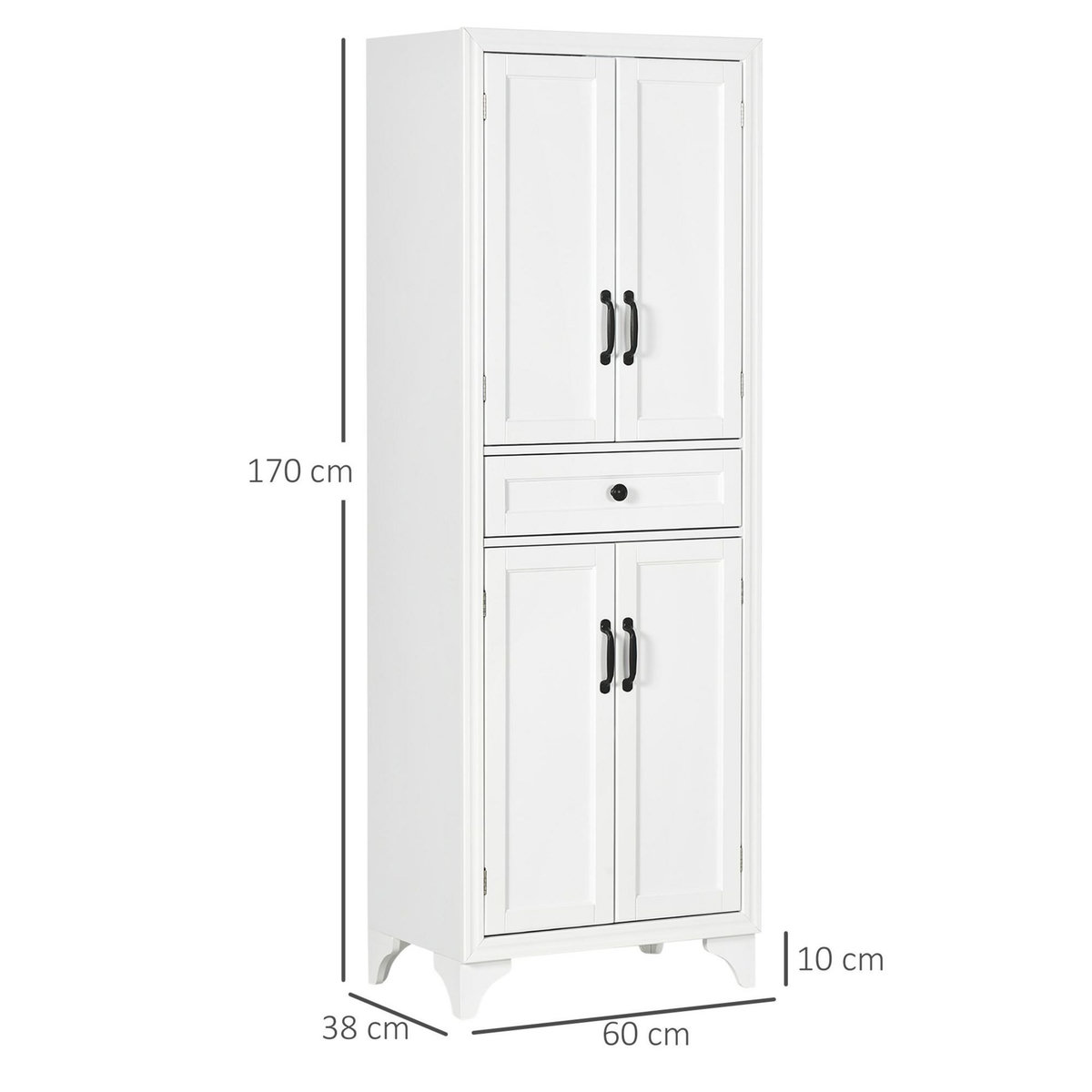 HOMCOM Buffet haut 4 portes 2 étagères tiroir coulissant MDF blanc