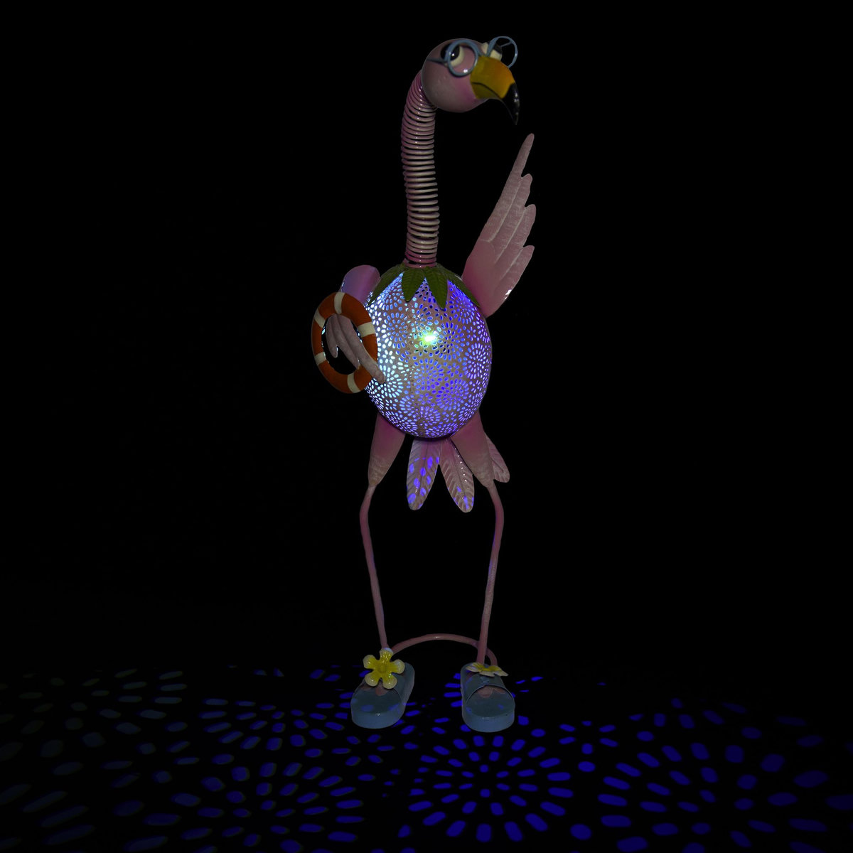  Flamant rose solaire 1 led couleur  H 48,5 cm