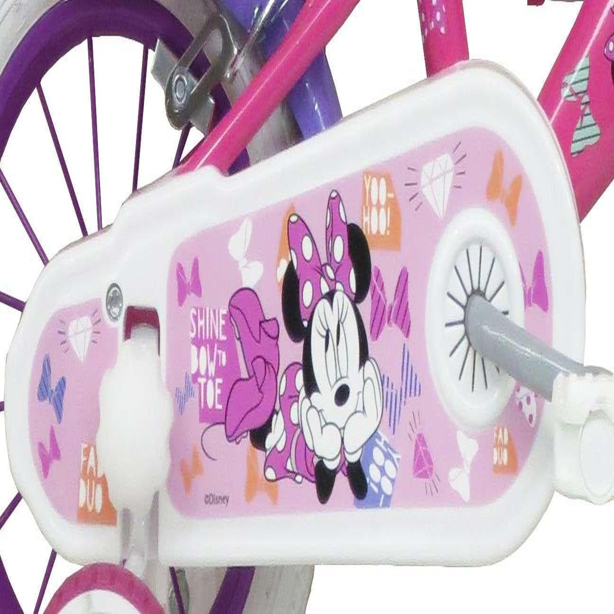 Voir la diapositive 3 : Disney Minnie Vélo enfant - Modème 12'' Minnie de Disney pour enfant de 85/100 cm avec stabilisateurs - 2 freins - Panier avant - Porte poupée arrière et pneus gonflables !