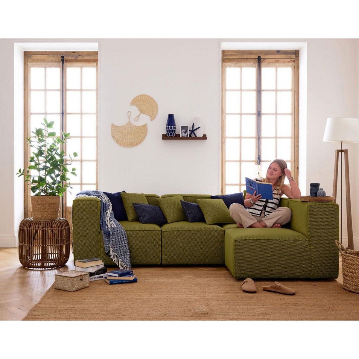 LISA DESIGN Arty - module d'assise gauche - en tissu mailles 3d