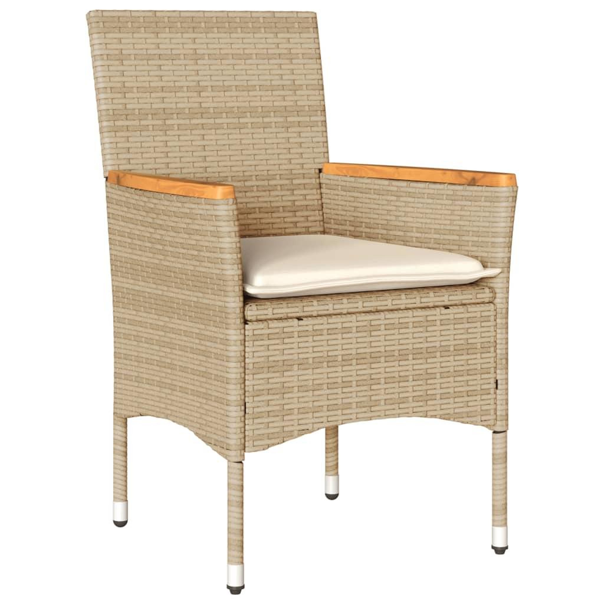 Voir la diapositive 3 : VIDAXL Ensemble a manger de jardin et coussins 9pcs beige rotin acacia