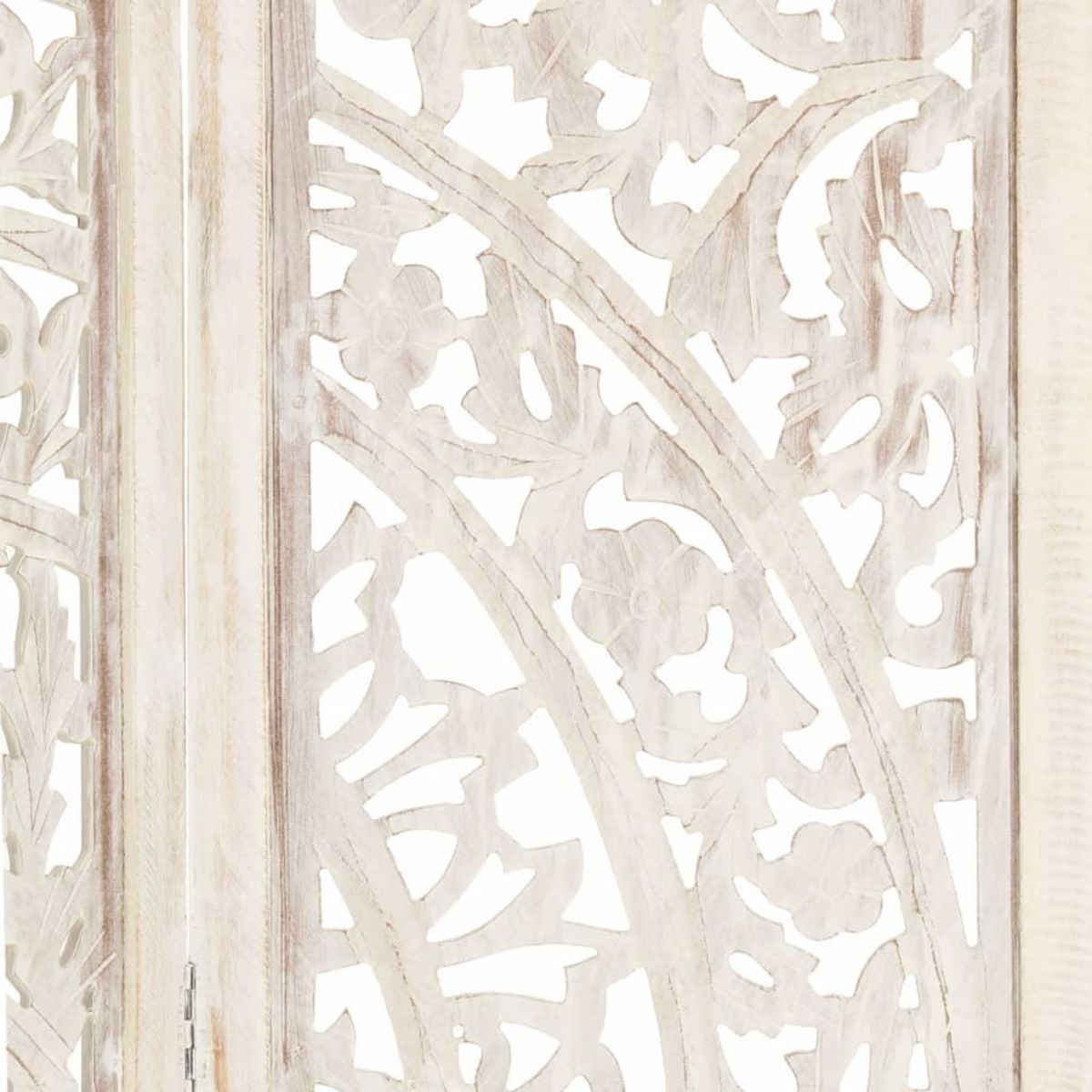 VIDAXL Cloison de separation 3 panneaux Blanc 120x165 cm Bois manguier