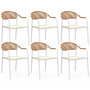 Voir la diapositive 1 : ID MARKET Lot de 6 chaises de jardin MADEIRA métal blanc cordage et textilène beige et rotin clair