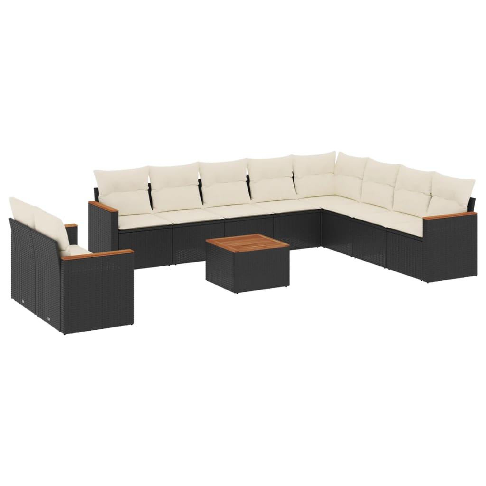 Voir la diapositive 2 : VIDAXL Salon de jardin 11 pcs avec coussins noir resine tressee