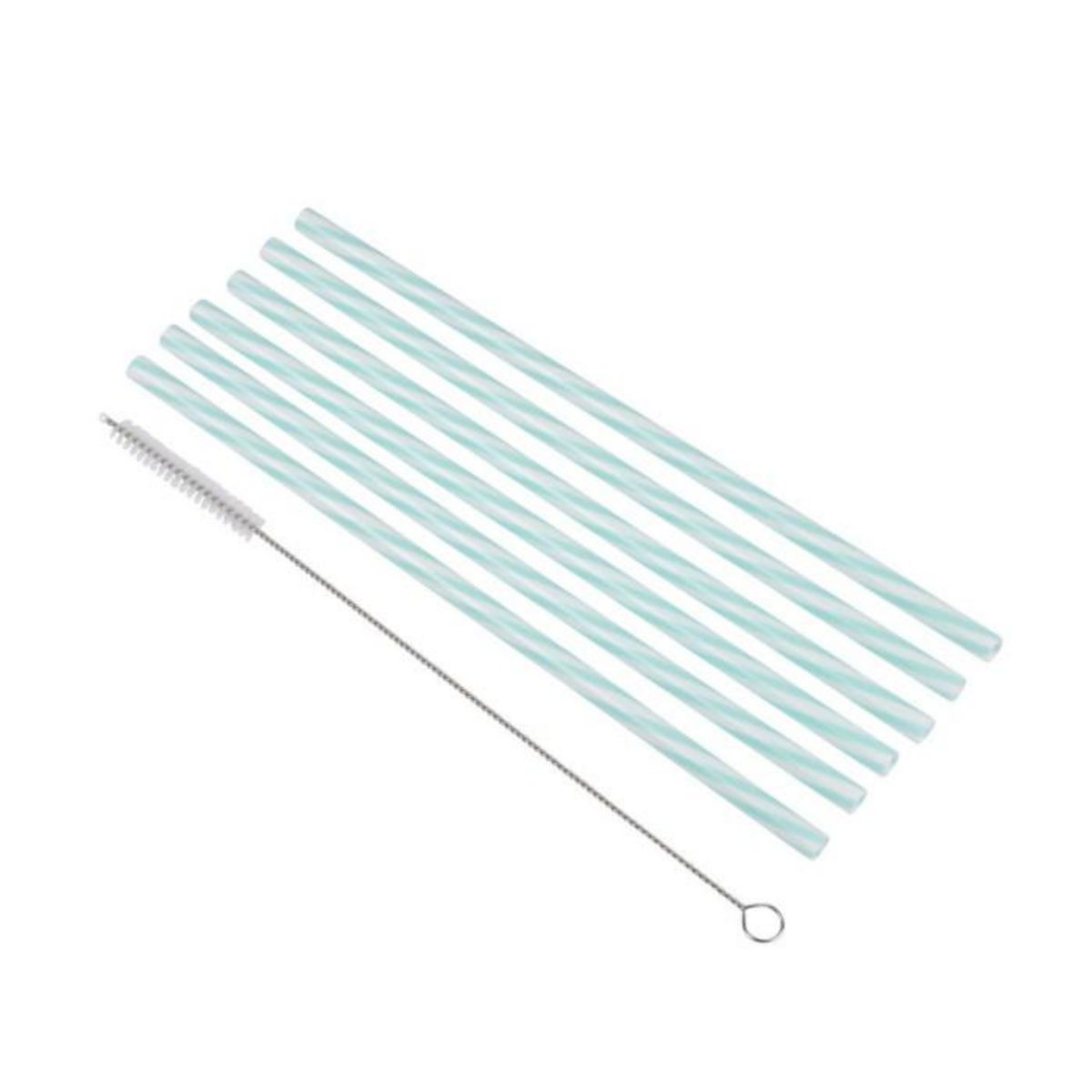 Paris Prix Lot de 6 Pailles & Brosse  Réutilisables  23cm Menthe