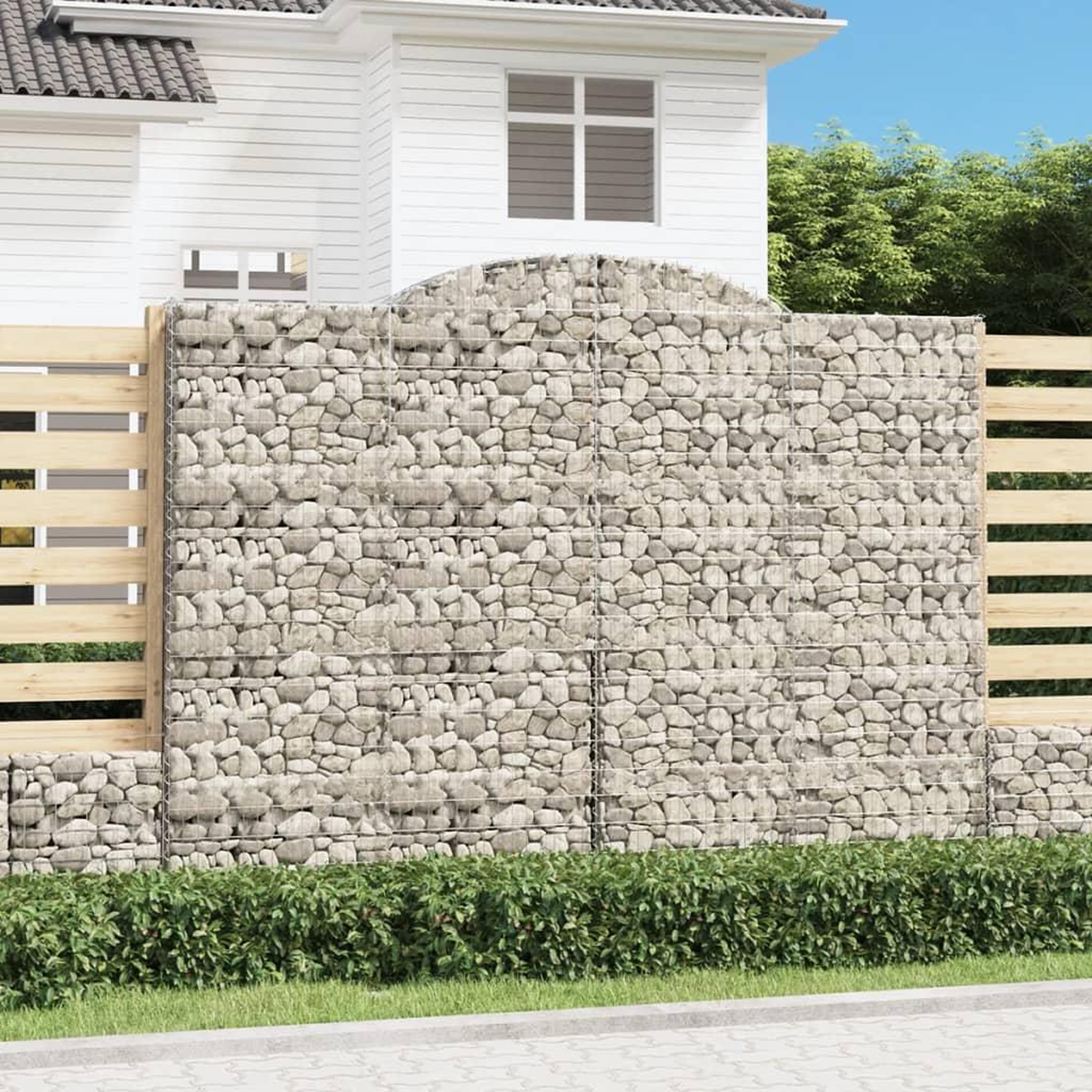VIDAXL Paniers a gabions arques 7 pcs 300x50x220/240 cm fer galvanise