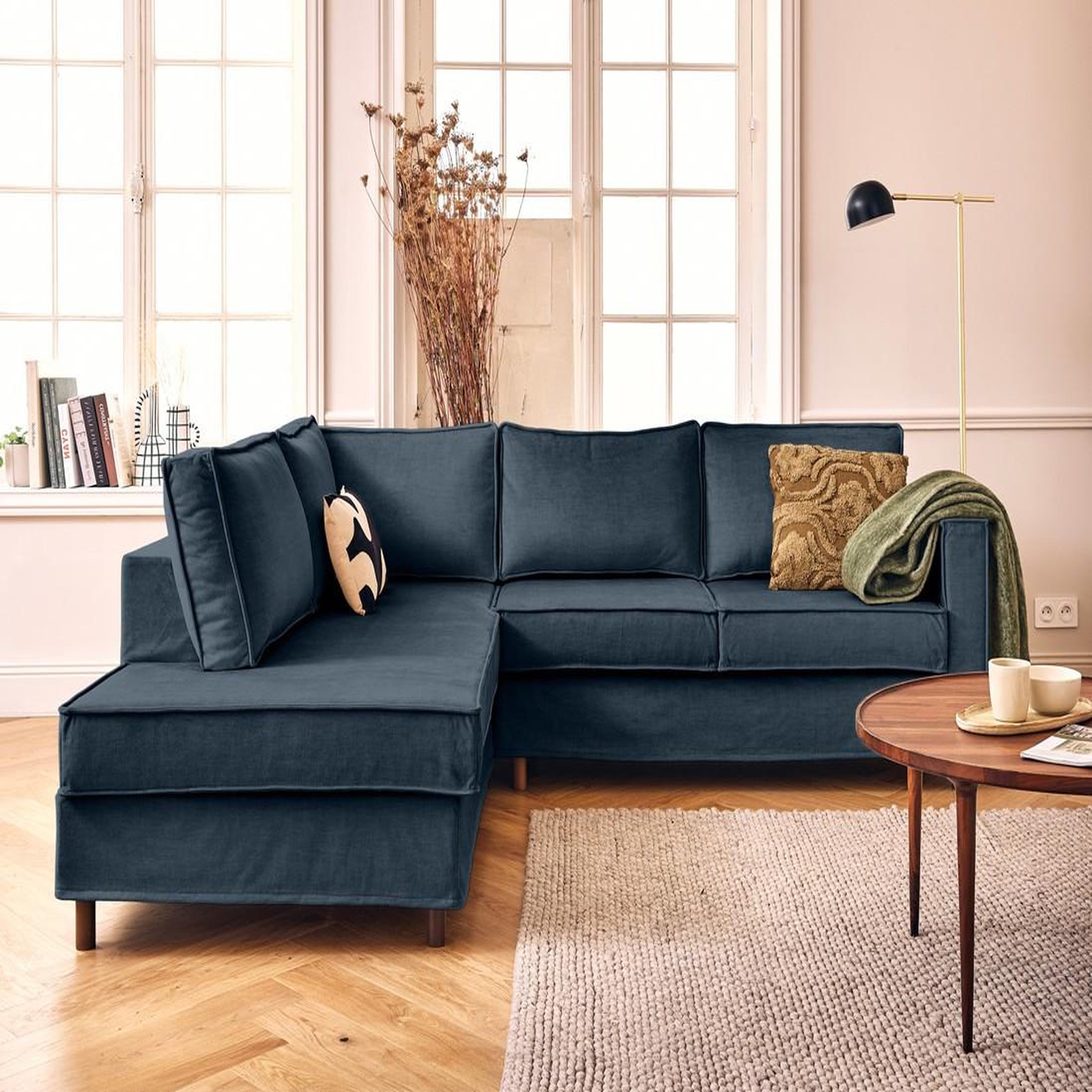 Voir la diapositive 1 : LISA DESIGN Jake - canapé déhoussable d'angle gauche 5 places en velours