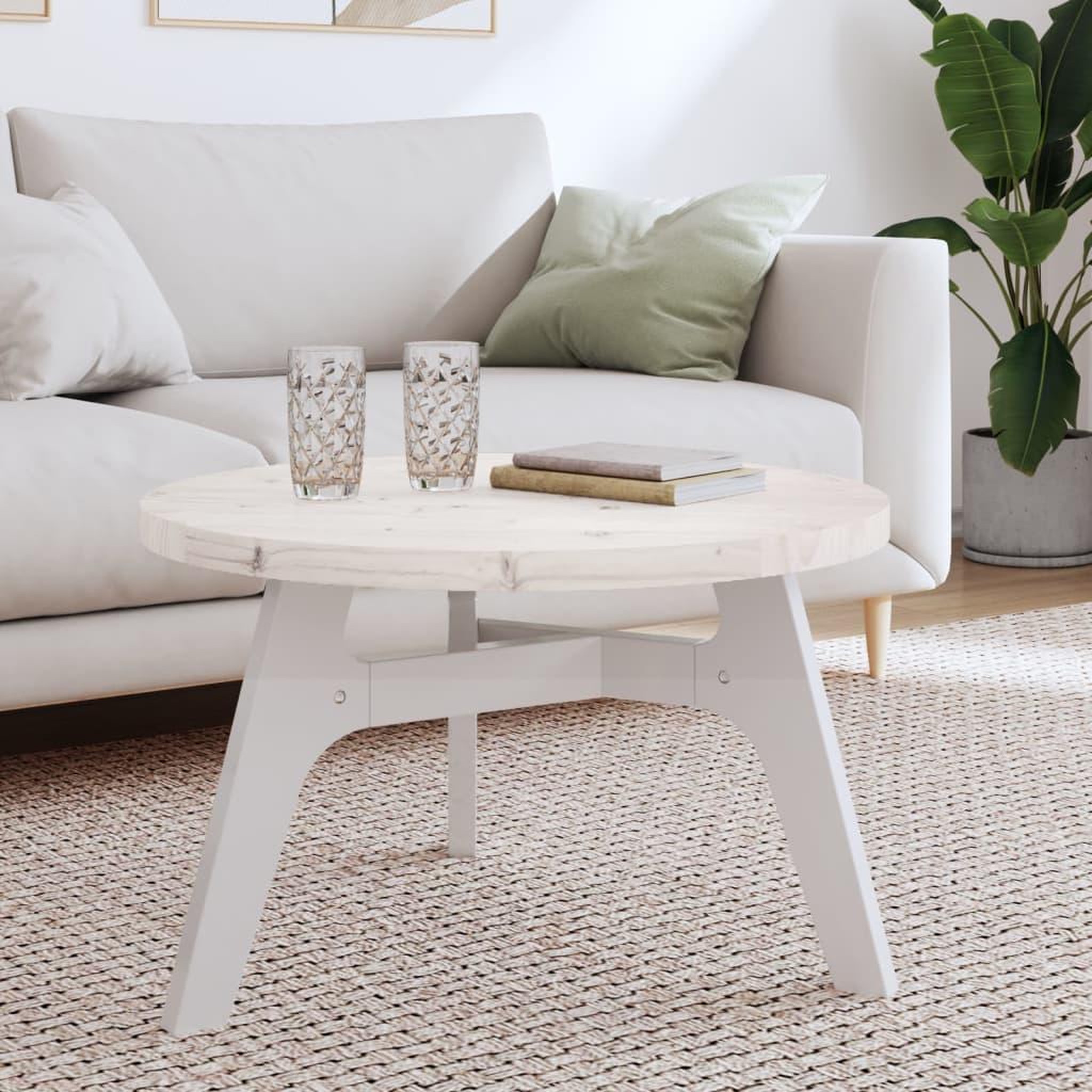 VIDAXL Dessus de table rond blanc Ø70x3 cm bois de pin massif