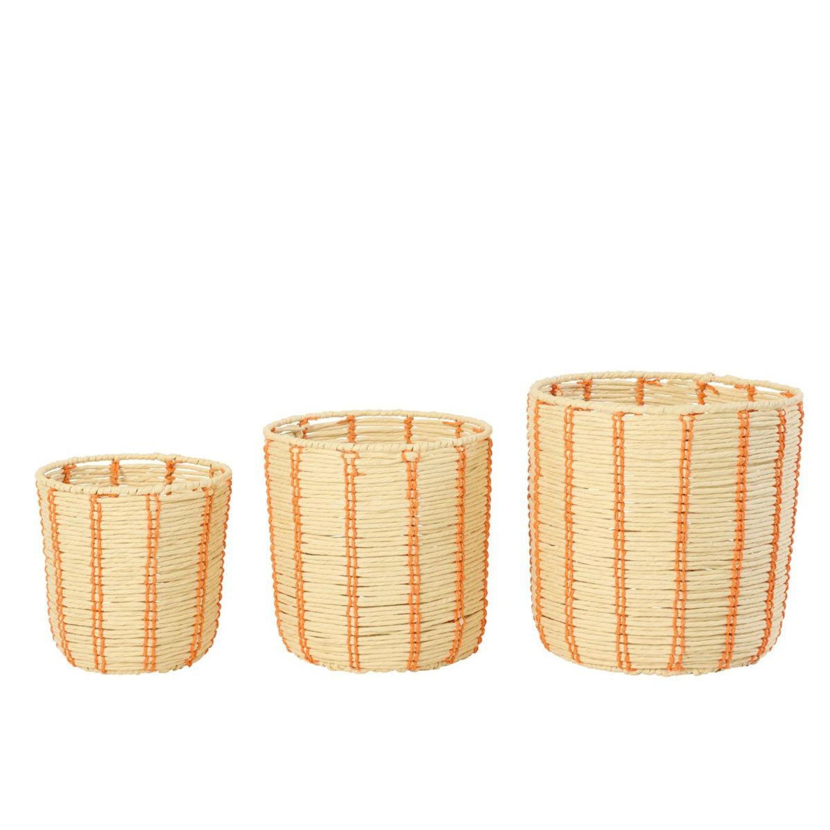 Paris Prix Lot de 3 Paniers de Rangement  Trenton  35cm Naturel & Orange