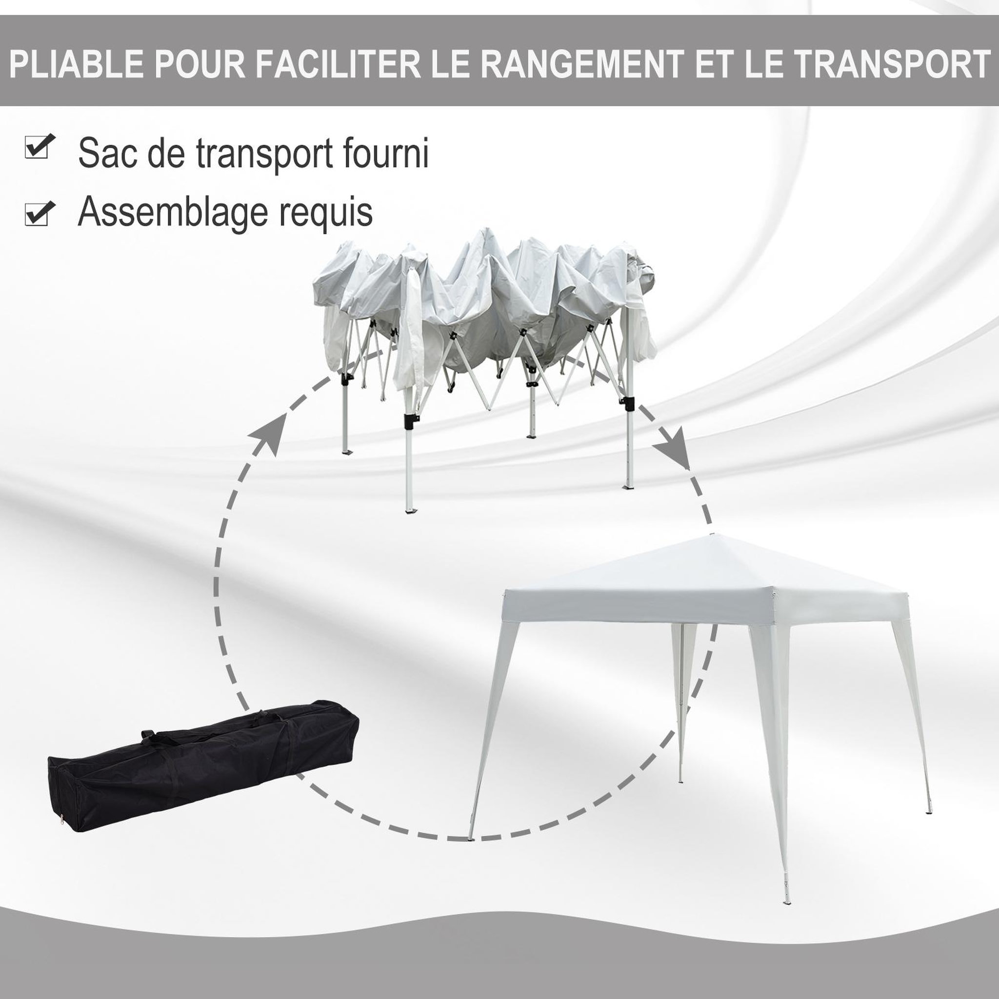 Voir la diapositive 5 : OUTSUNNY Tonnelle barnum de jardin pop-up pliant 2,4L x 2,4l x 2,5H m acier polyester imperméabilisé anti UV avec sac de transport blanc