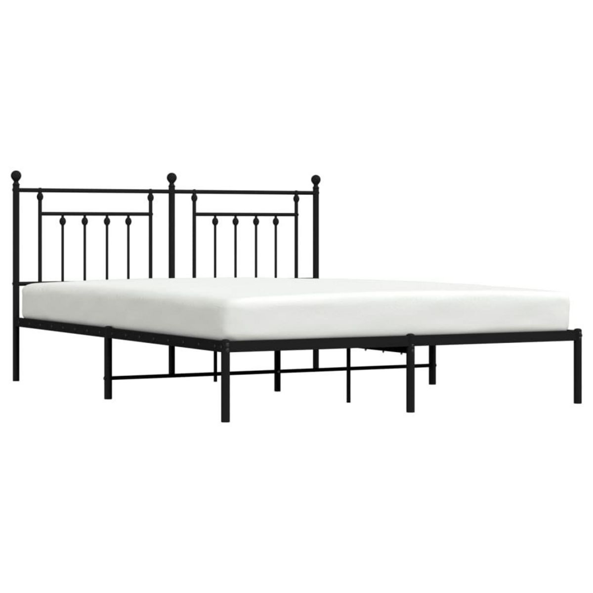 VIDAXL Cadre de lit metal sans matelas et tete de lit noir 160x200 cm