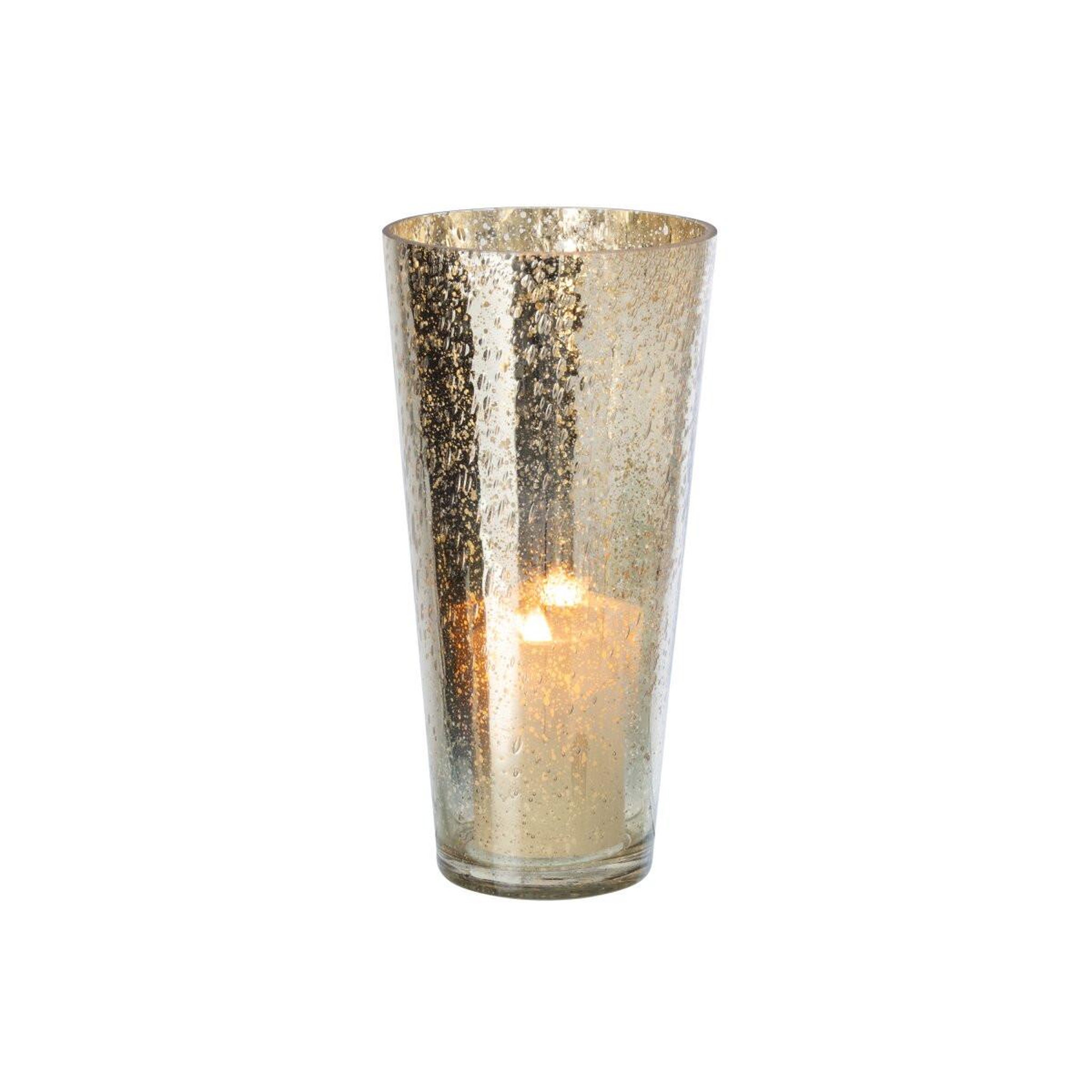 Voir la diapositive 2 : J-LINE Photophore design en verre  ember  30cm argent