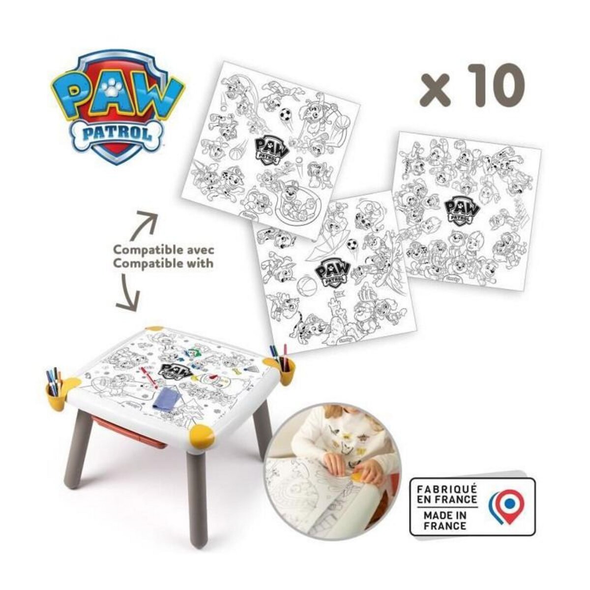SMOBY Smoby - Recharge Coloriages pour la Kid table créative - 10 feuilles de coloriages Pat' Patrouille