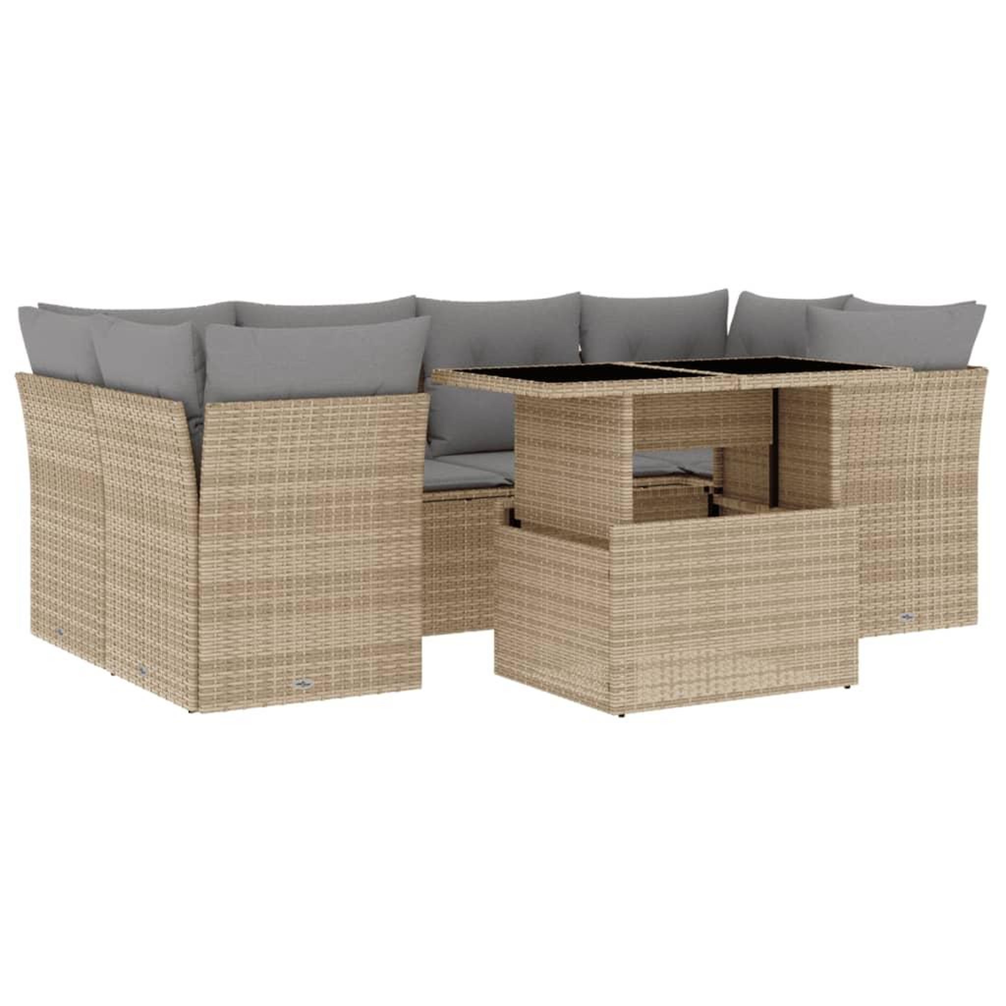 Voir la diapositive 2 : VIDAXL Salon de jardin avec coussins 7 pcs beige resine tressee