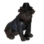 ATMOSPHERA Statue Chien Assis  Bulldog  44cm Noir
