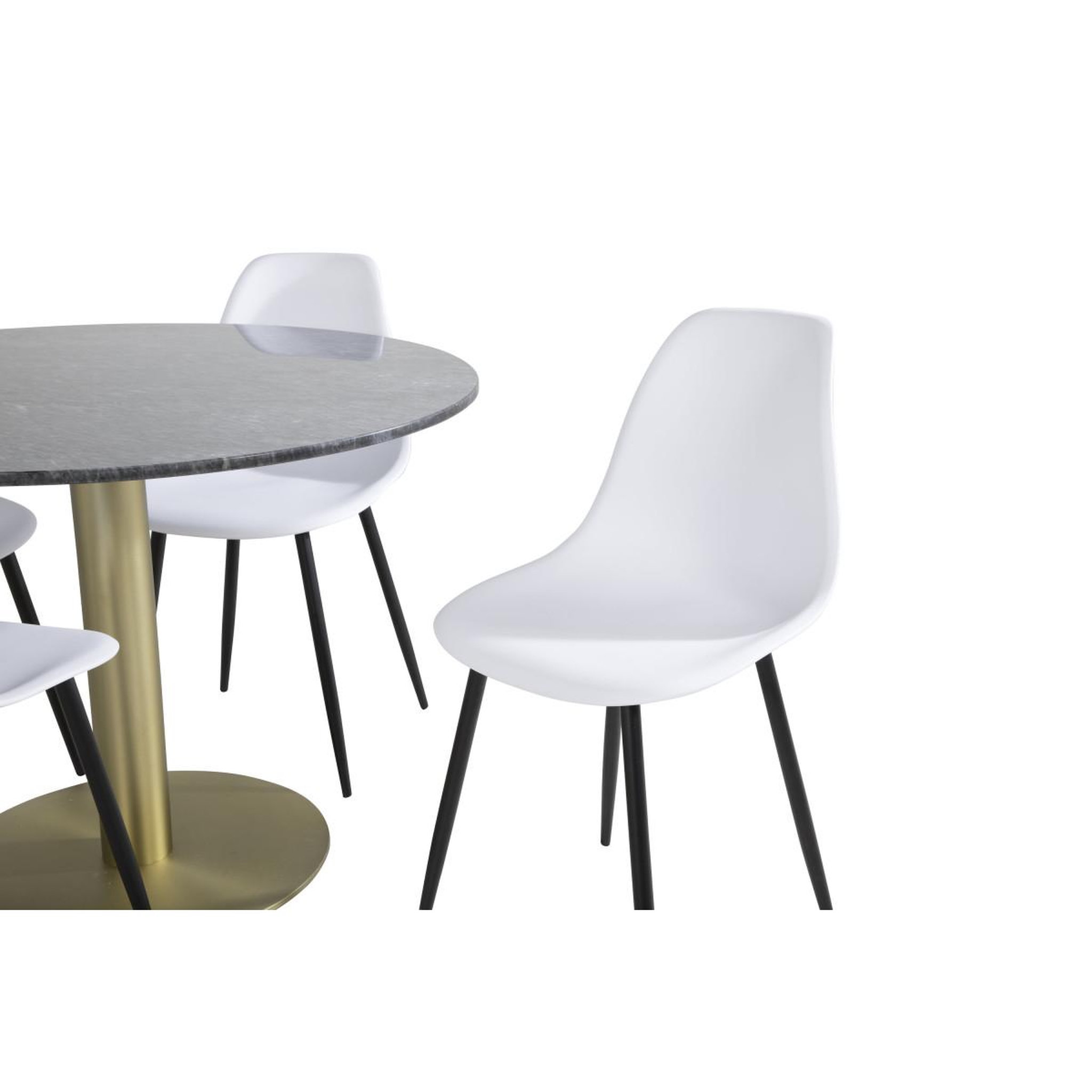 Voir la diapositive 2 : Paris Prix Ensemble table à manger & 4 chaises  estelle & polar  106cm gris foncé & blanc