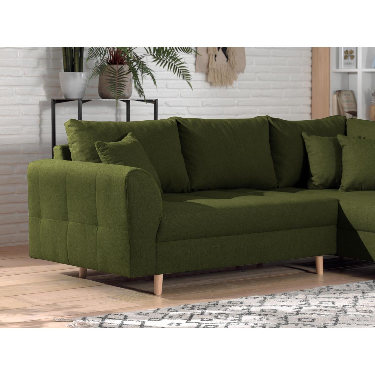 LISA DESIGN Rune - canapé d'angle - avec pouf d'appoint - 4 places - style scandinave - droit