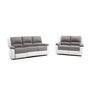 Voir la diapositive 6 : Canapé relax manuel bi- matière tissu gris  +pu Blanc HELENE