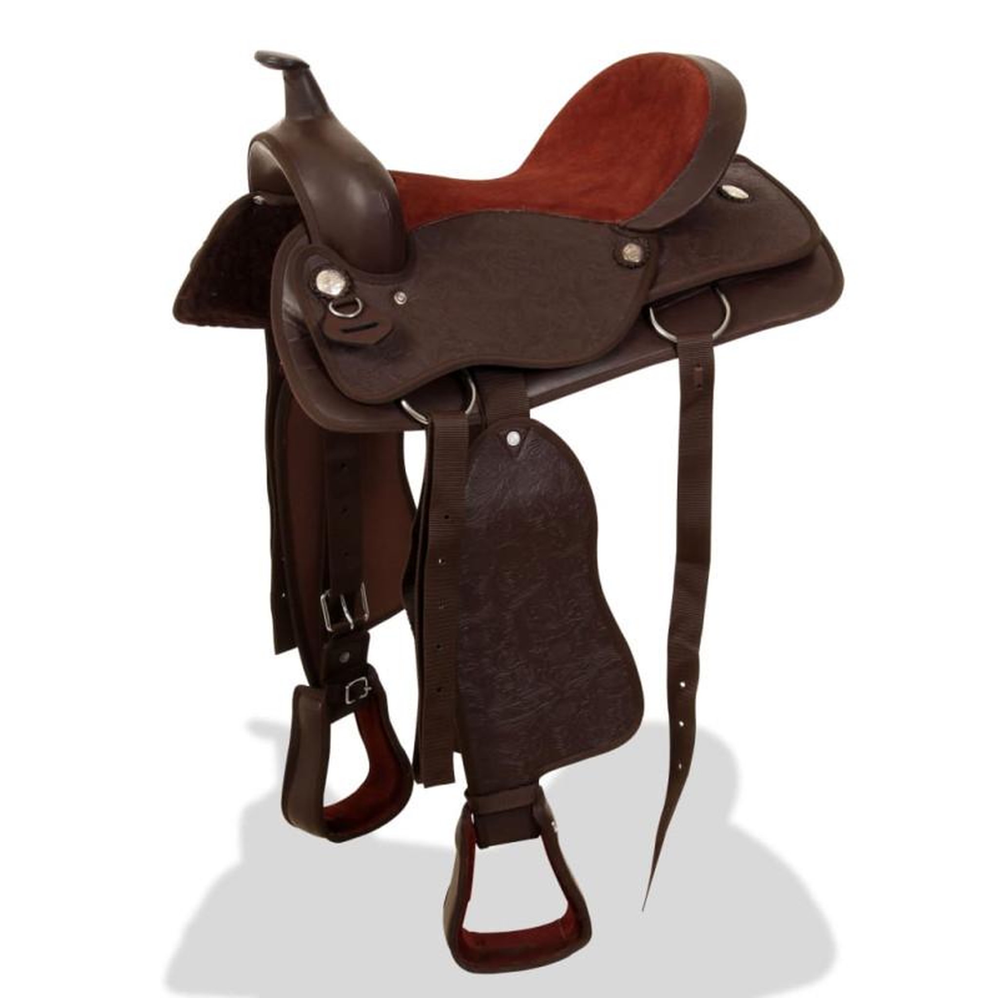 Voir la diapositive 3 : VIDAXL Selle, bridon et col de poitrine Cuir véritable 16 po Marron