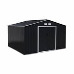 SWEEEK Abri de jardin en métal - Boulonnais - 10.85m² gris anthracite et blanc - Cabane à outils avec deux portes coulissantes. kit de fixation sol inclus. maison de rangement. remise