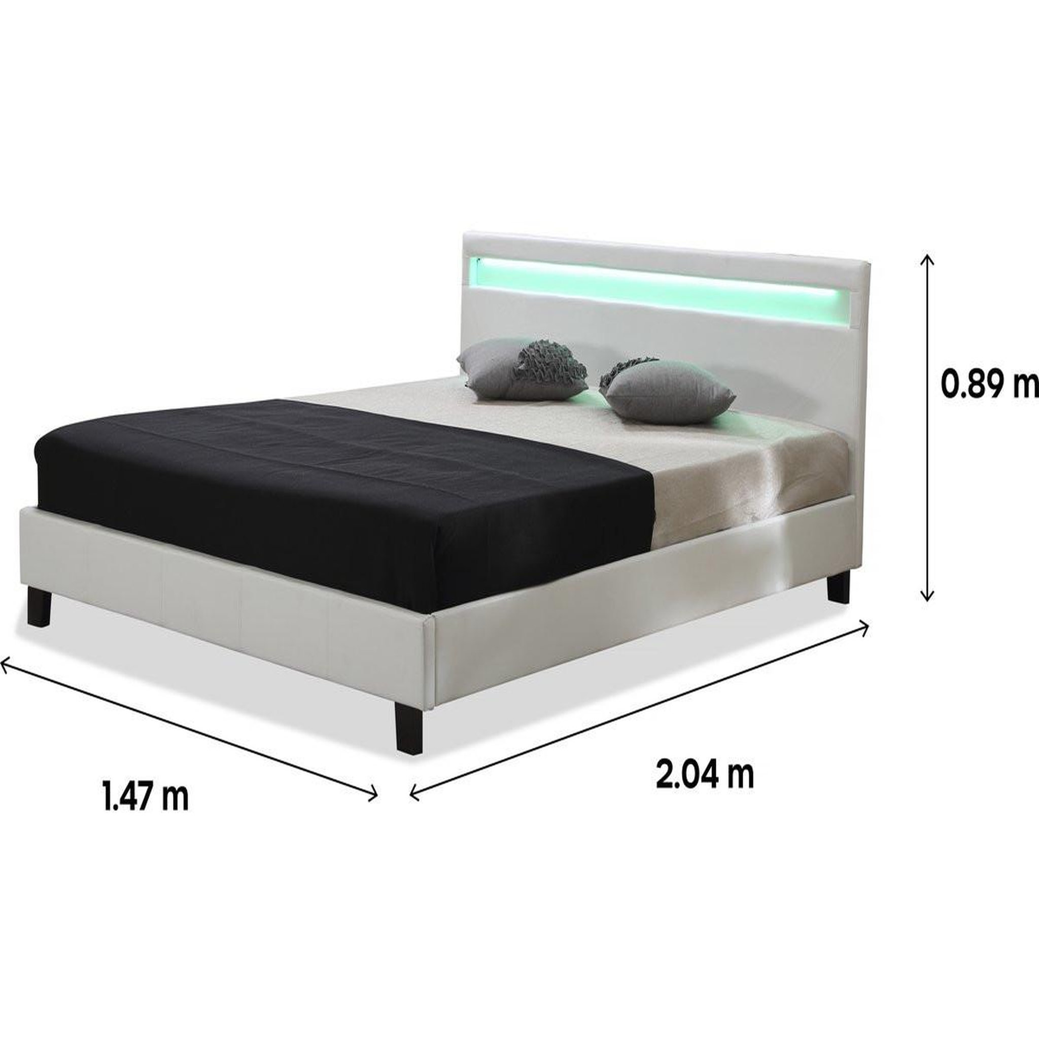 Voir la diapositive 3 : Habitat et Jardin Lit LED Maria - 160 x 200 cm - Blanc