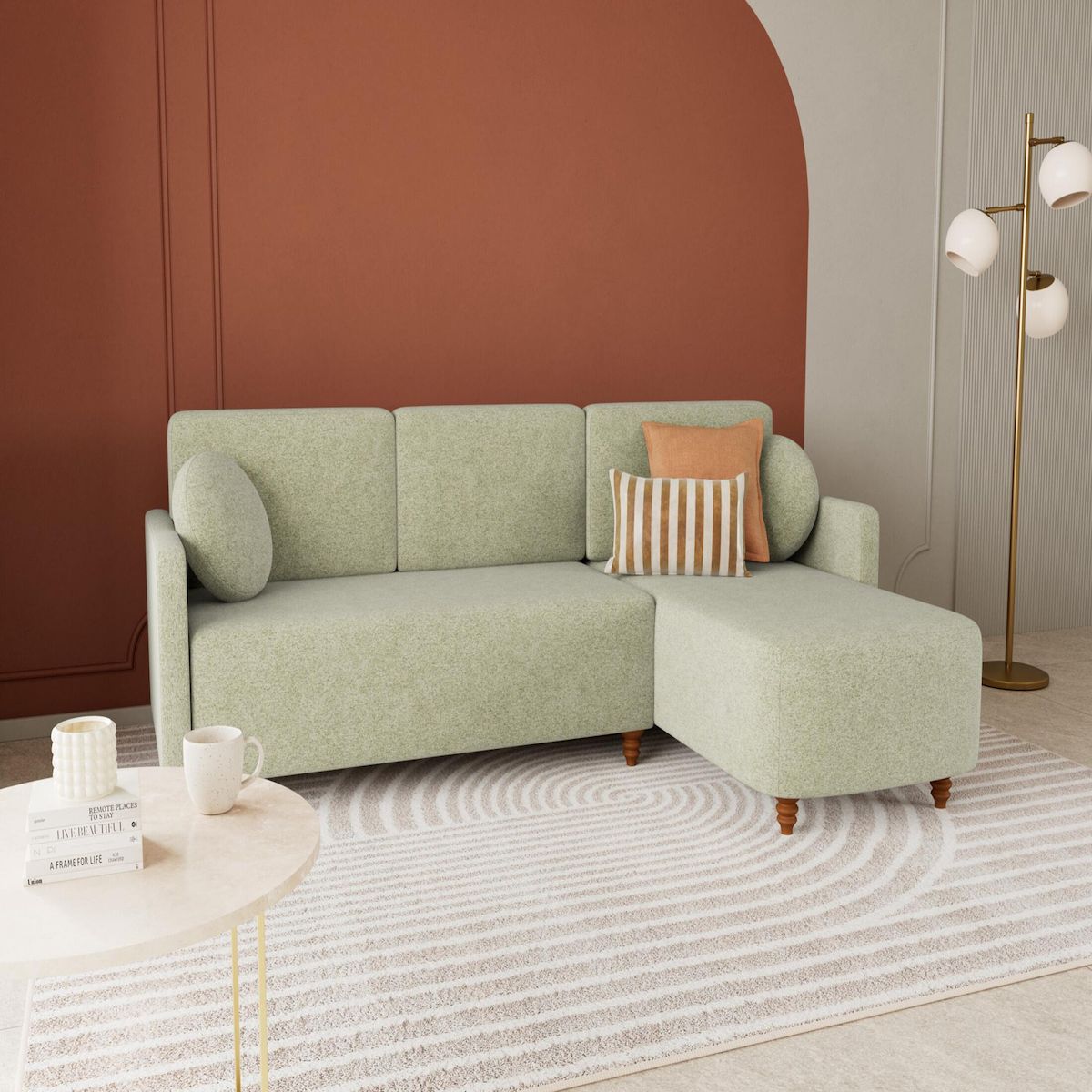 BEST MOBILIER Calypso - canapé d'angle réversible 4 places convertible avec coffre en tissu