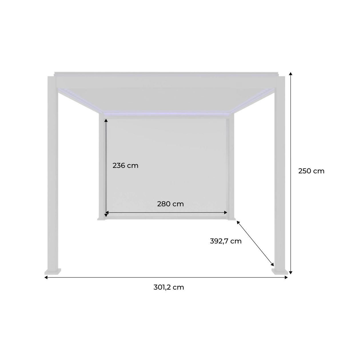 SWEEEK Pergola bioclimatique électrique 3x4m. aluminium. à lames orientables avec éclairage LED + store 3m