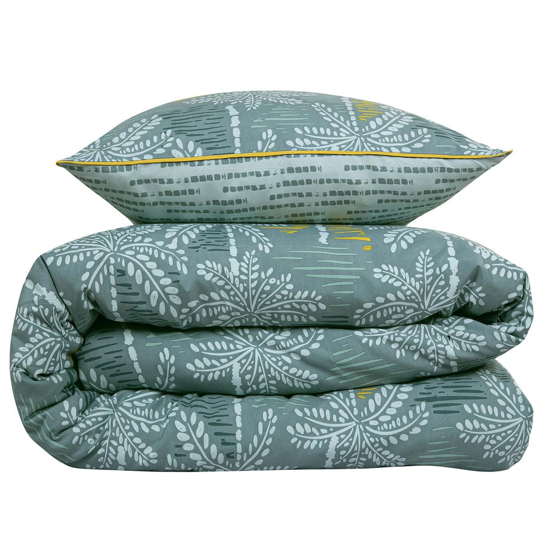 Voir la diapositive 3 : FUTURE HOME Parure de lit double palmiers en microfibre lavée