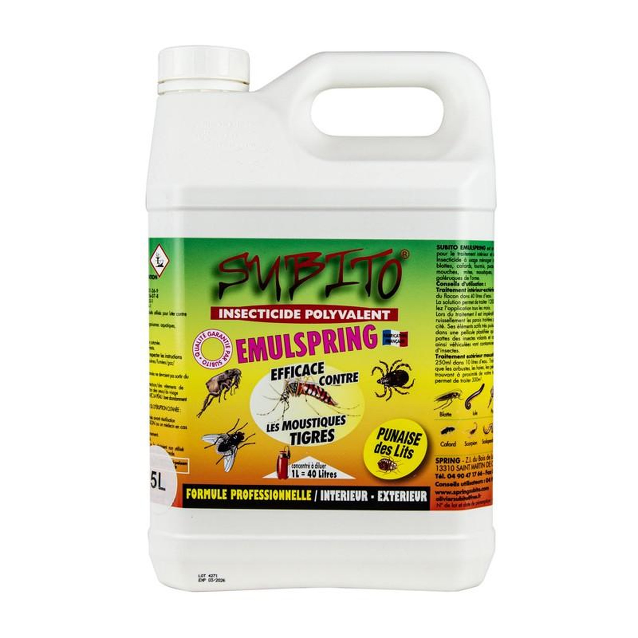 Subito Barrière insecticide concentré  volants et rampants 5l - semul5