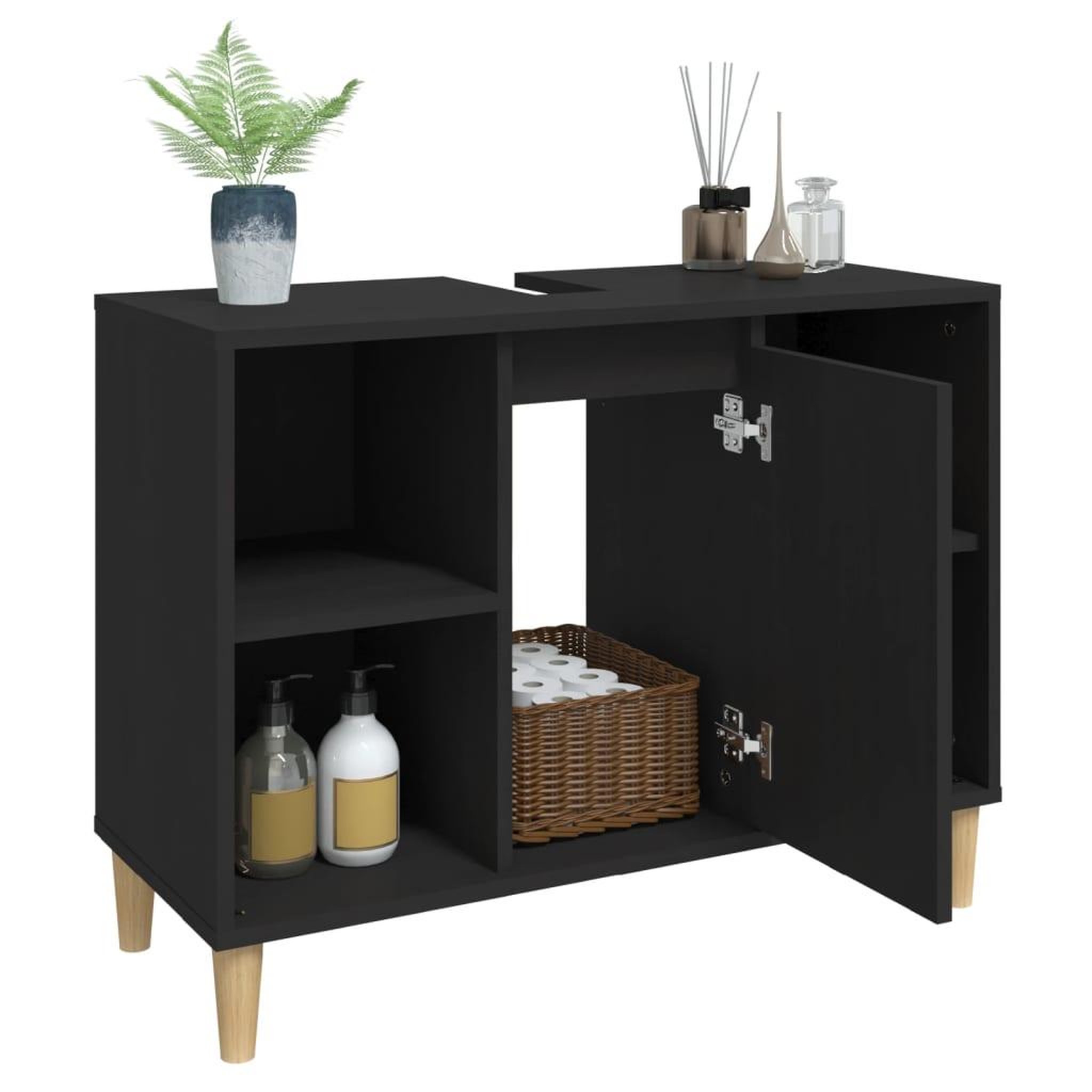Voir la diapositive 5 : VIDAXL Meuble d'evier noir 80x33x60 cm bois d'ingenierie