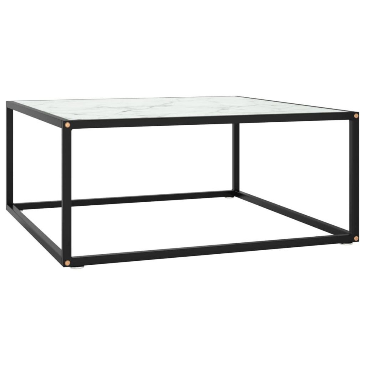 VIDAXL Table basse Noir avec verre marbre blanc 80x80x35 cm