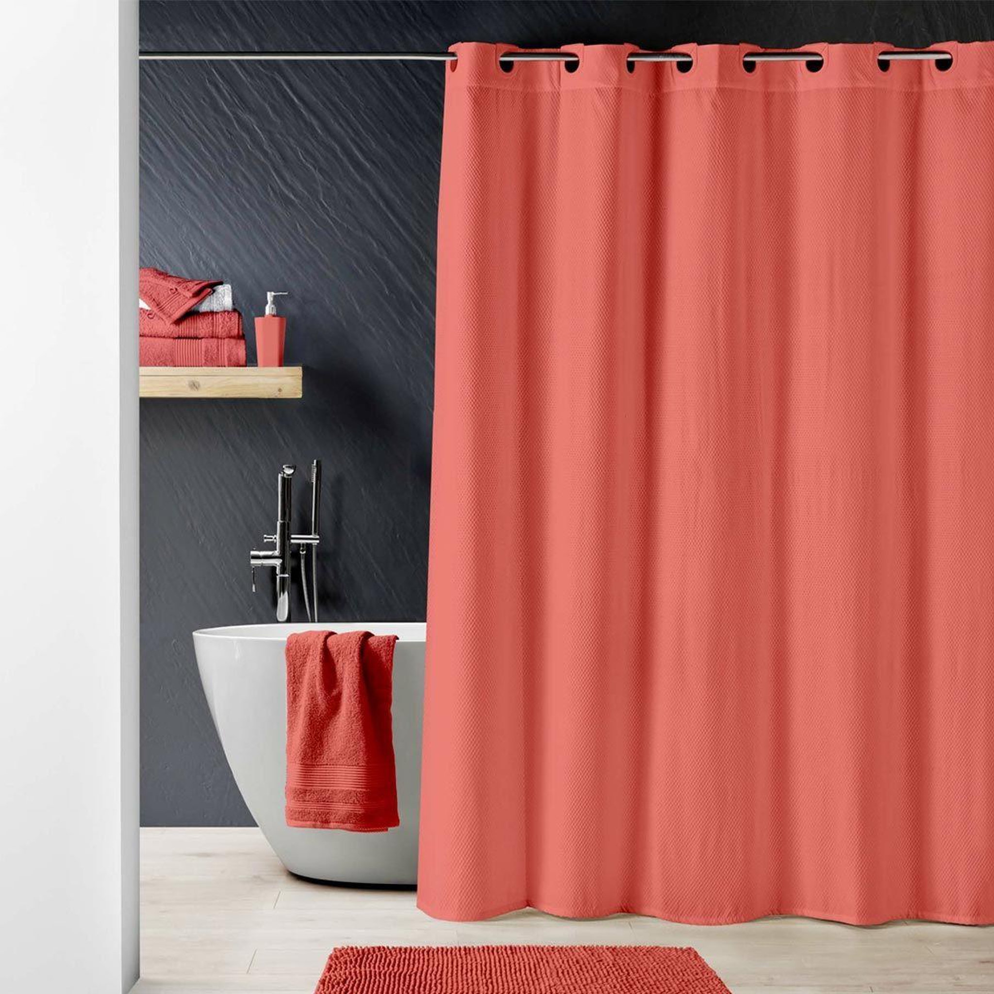 Voir la diapositive 5 : Douceur d'Intérieur Rideau de douche  dotty  180x200cm terracotta