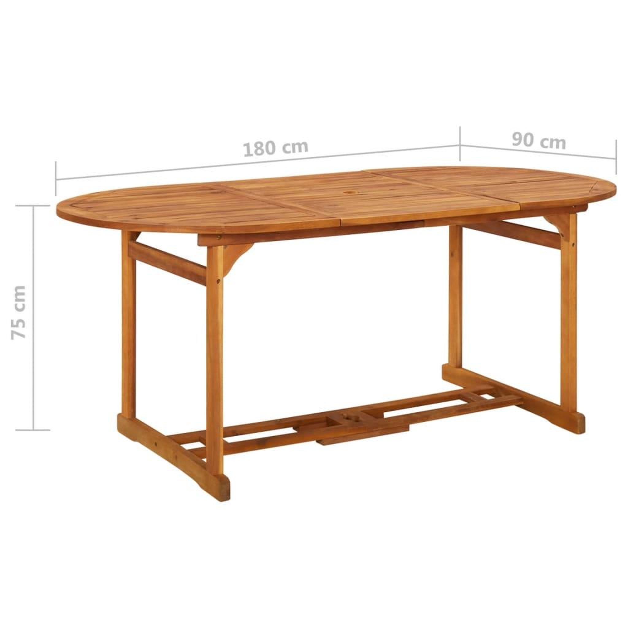 Voir la diapositive 6 : VIDAXL Table a dîner de jardin 180x90x75 cm Bois d'acacia solide