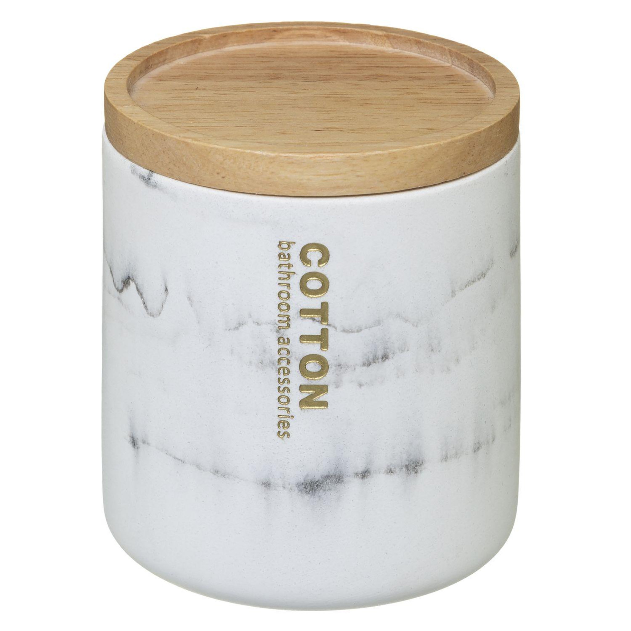 FIVE Pot à coton design marbre lea - blanc