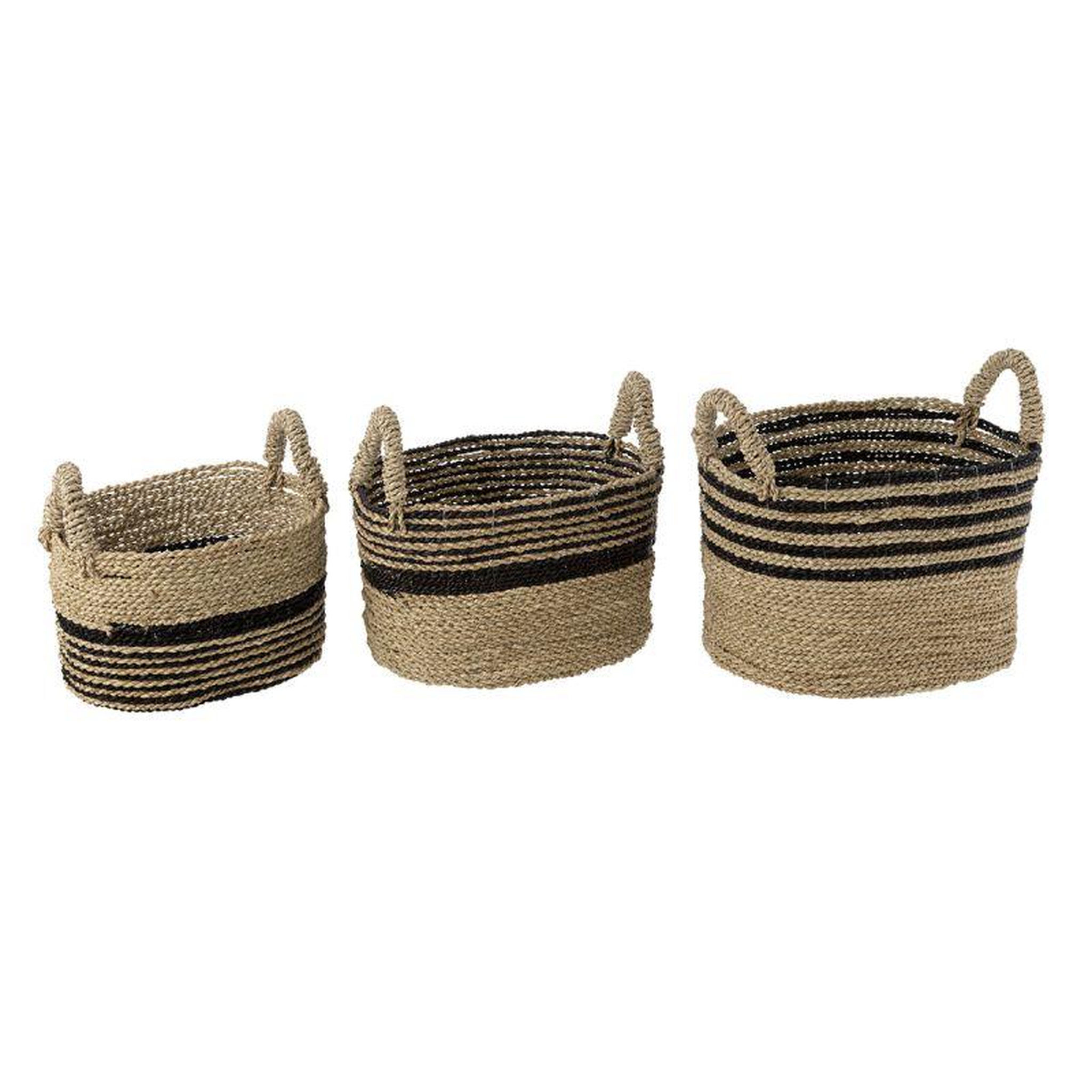 Voir la diapositive 2 : Paris Prix Lot de 3 Paniers de Rangement  Aline  46cm Naturel & Noir