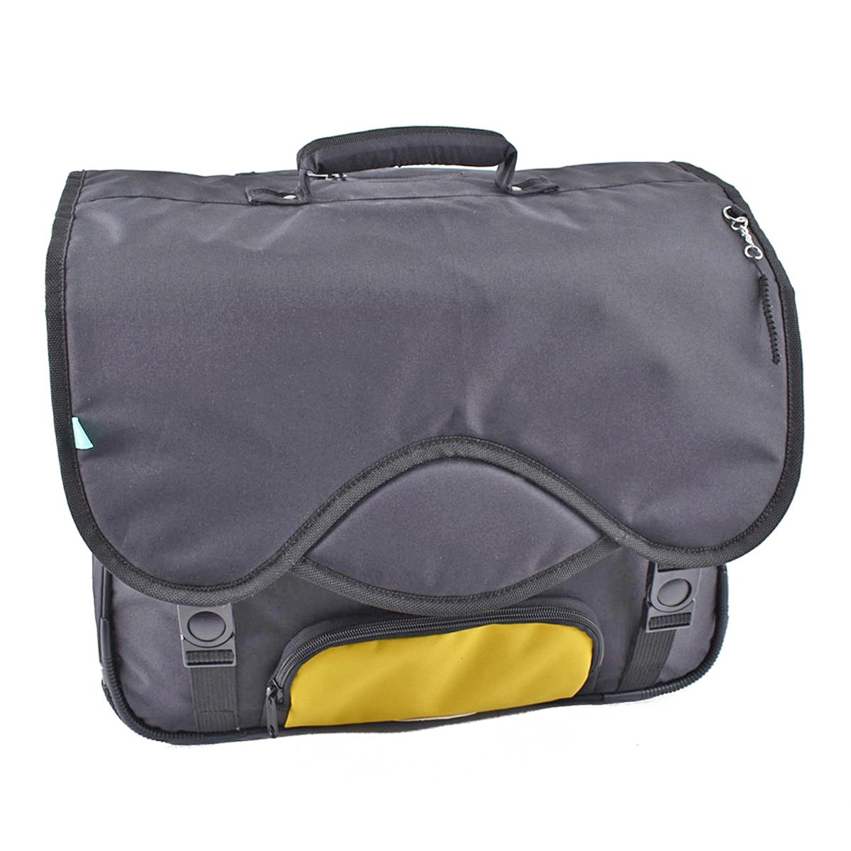 AUCHAN Cartable 41 cm CM1/CM2 noir avec pochette jaune