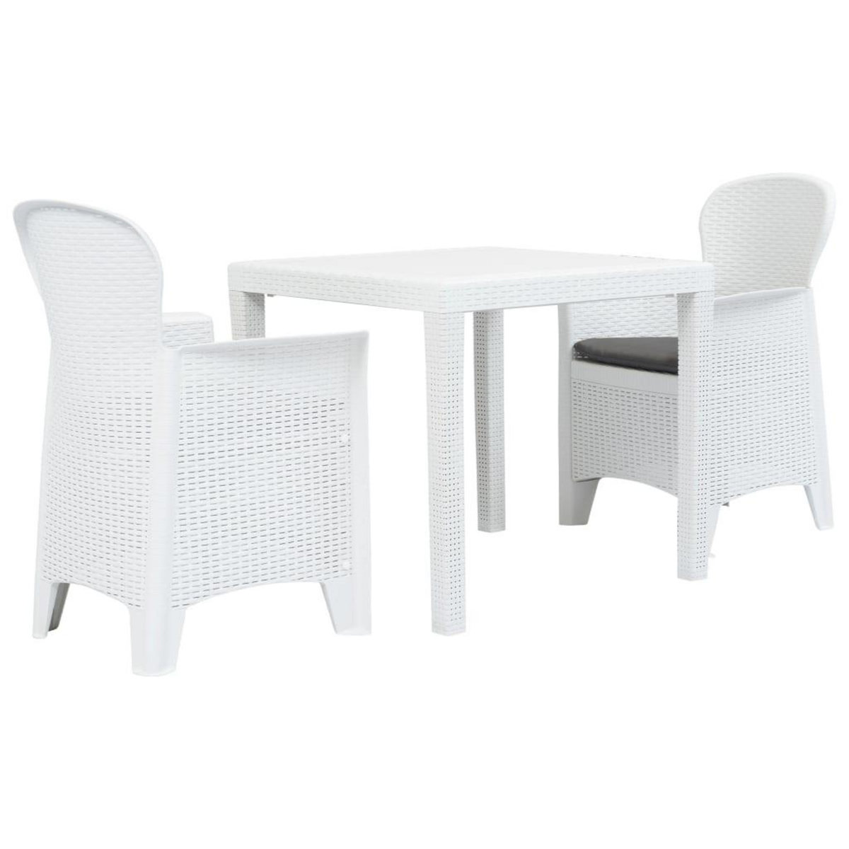 VIDAXL Ensemble de bistro 3 pcs Plastique Blanc Aspect de rotin