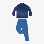 Eminence Pyjama long col T homme Coton Bio. Coloris disponibles : Bleu, Rouge