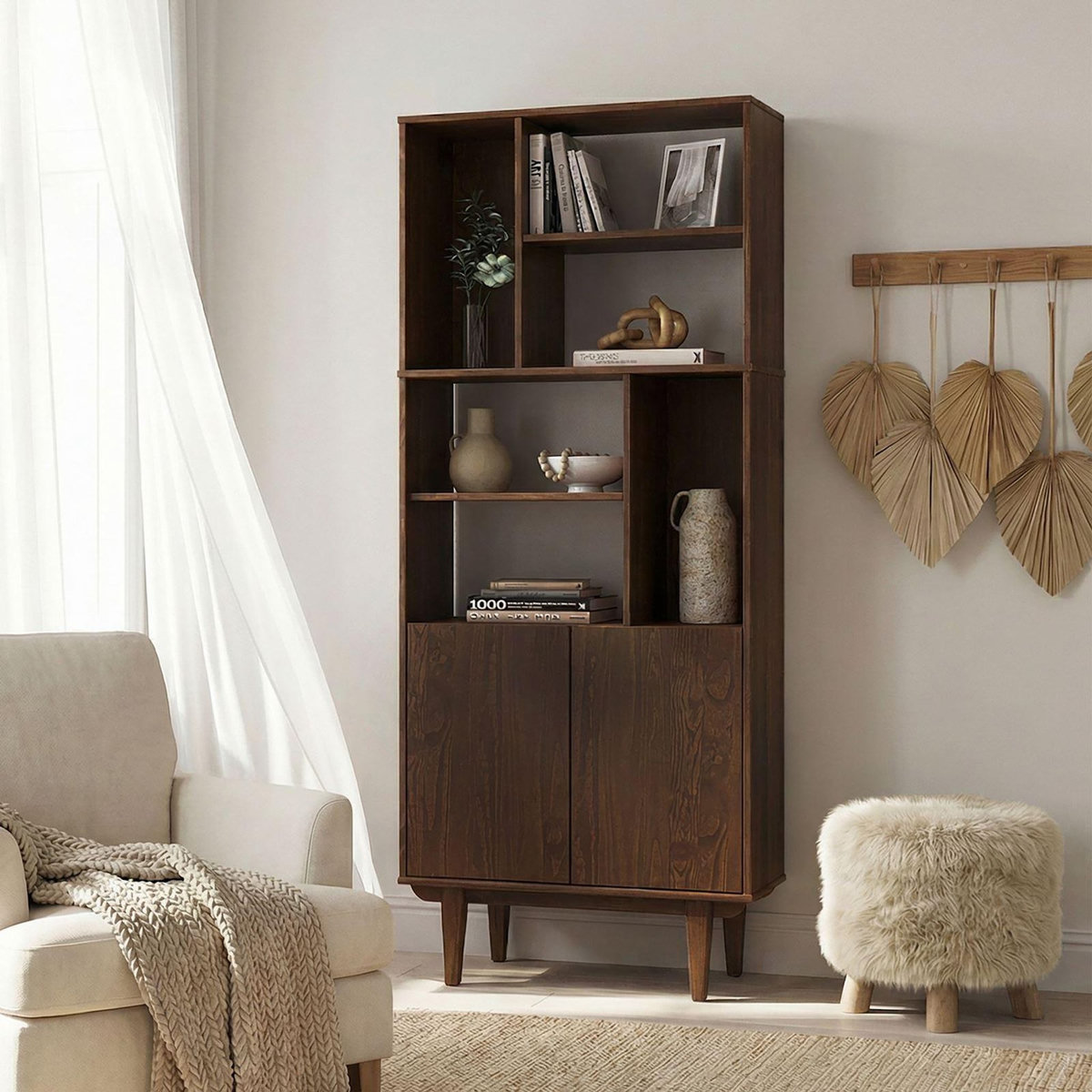 IDIMEX Buffet haut SIMONA H 188 cm en bois massif
