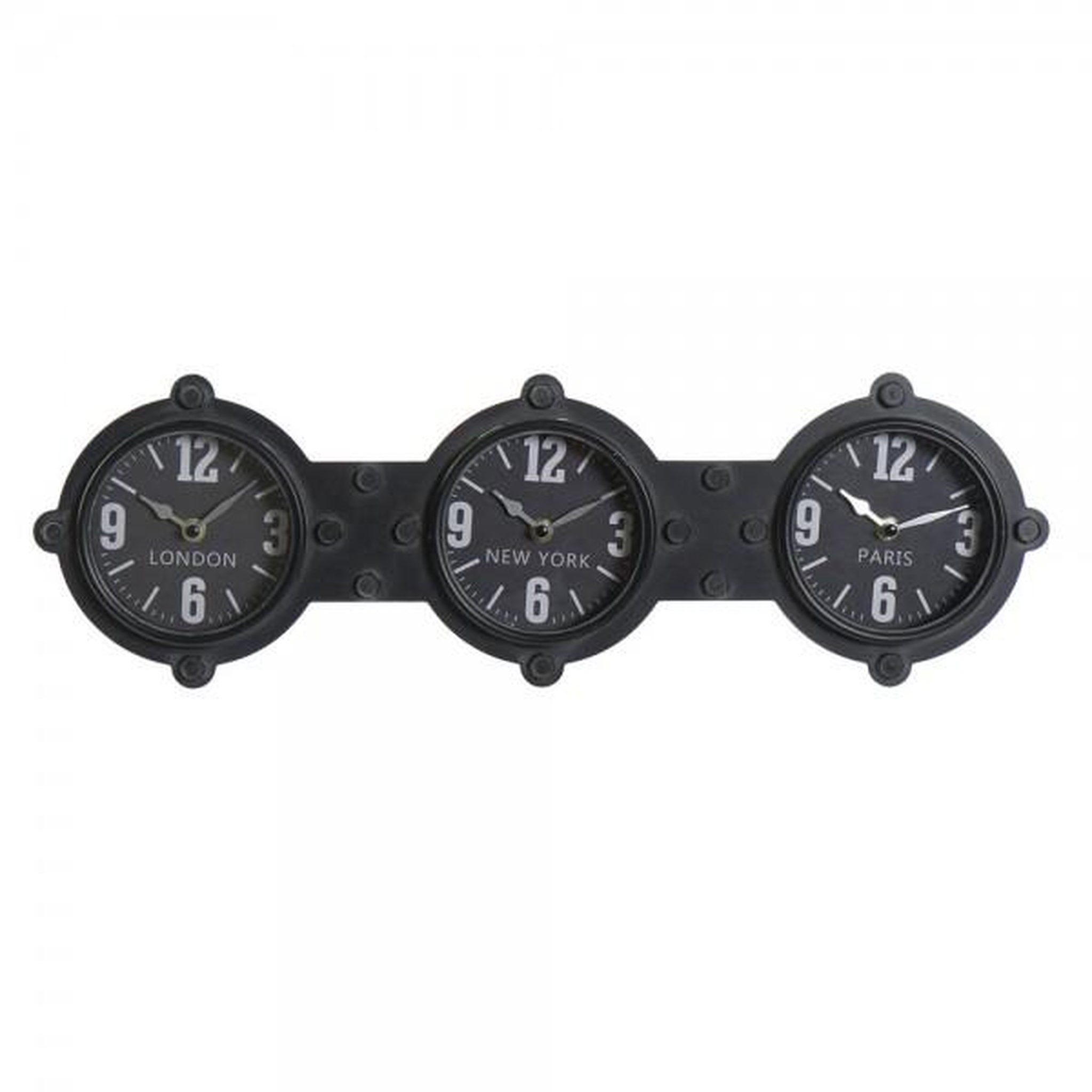 Voir la diapositive 1 : AAAAA Horloge Murale DKD Home Decor Verre Noir Fer (58 x 6.5 x 18 cm)