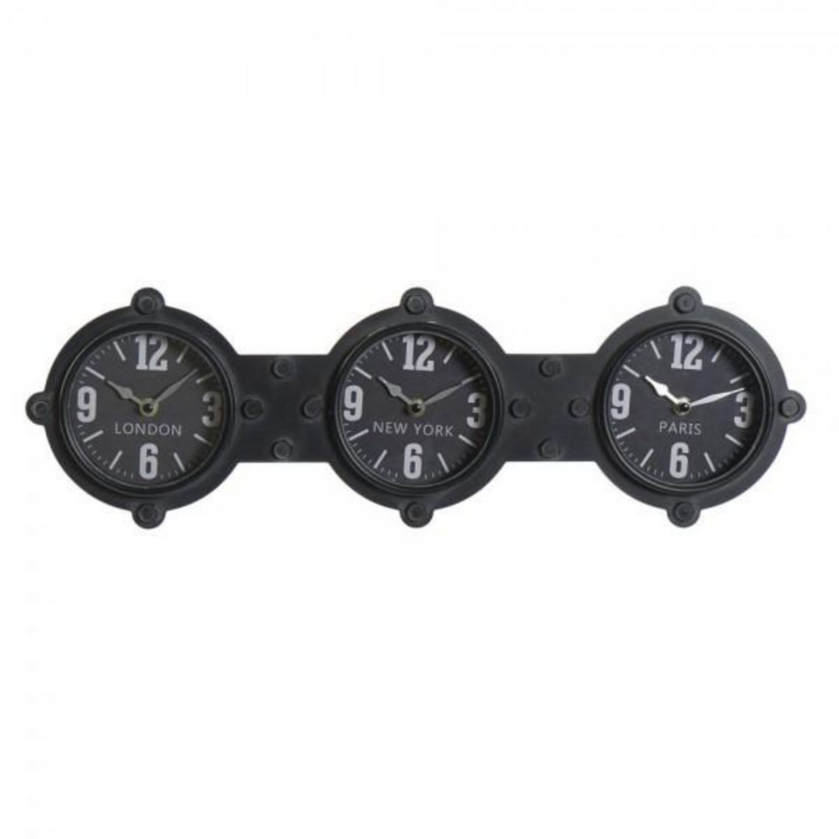 AAAAA Horloge Murale DKD Home Decor Verre Noir Fer (58 x 6.5 x 18 cm)