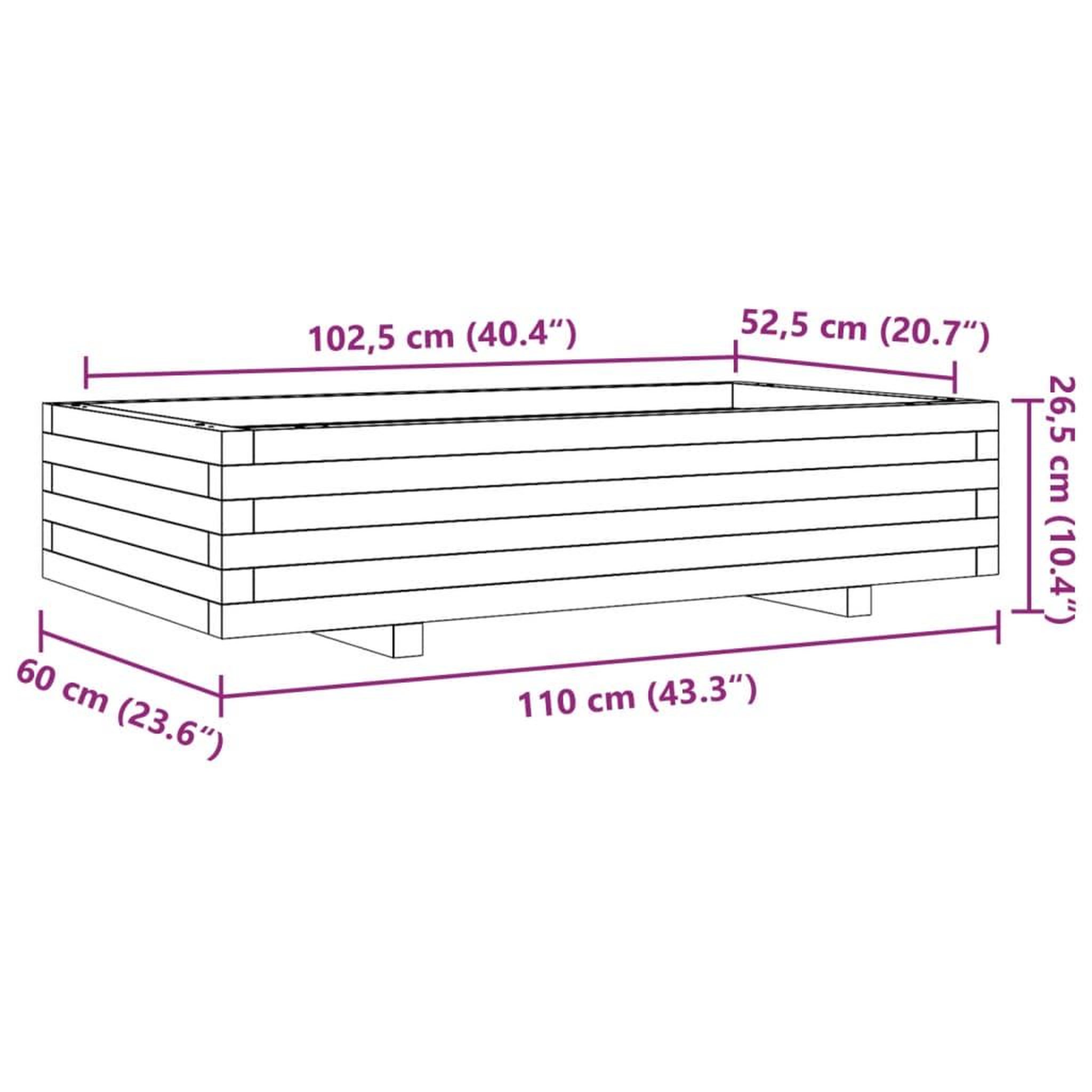 Voir la diapositive 6 : VIDAXL Jardiniere cire marron 110x60x26,5 cm bois de pin massif