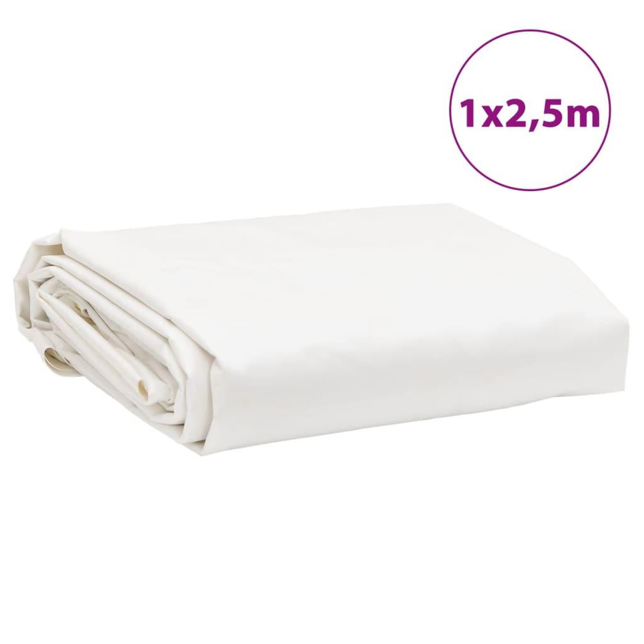 Voir la diapositive 6 : VIDAXL Bache blanc 1x2,5 m 650 g/m²