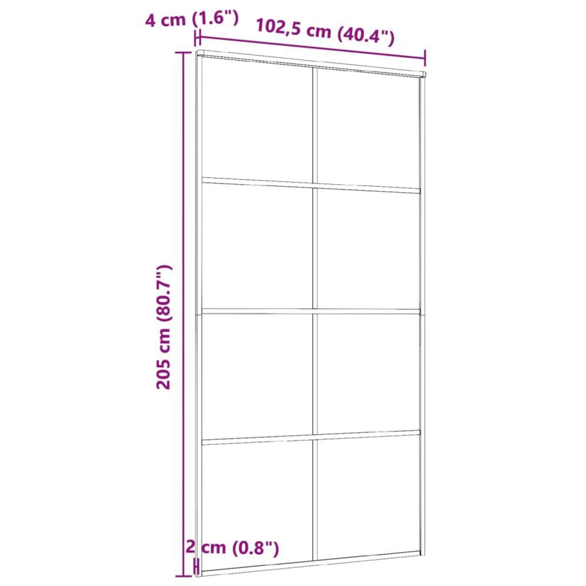 VIDAXL Porte coulissante Aluminium et verre ESG 102,5x205 cm Noir