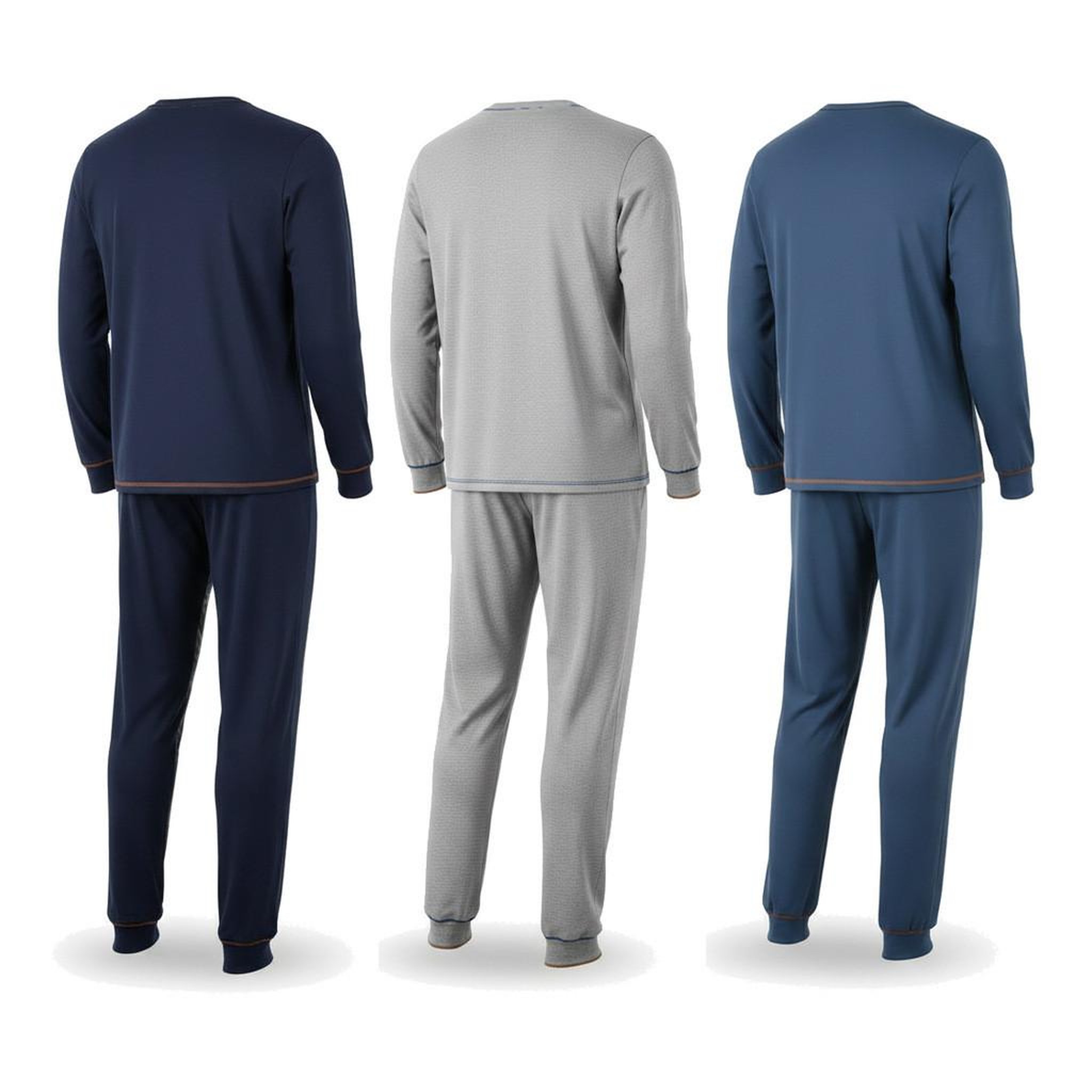 Voir la diapositive 3 : OZABI OZABI Pyjama Homme Long Pack de 3, Coton Doublé Polaire, Col Boutonné