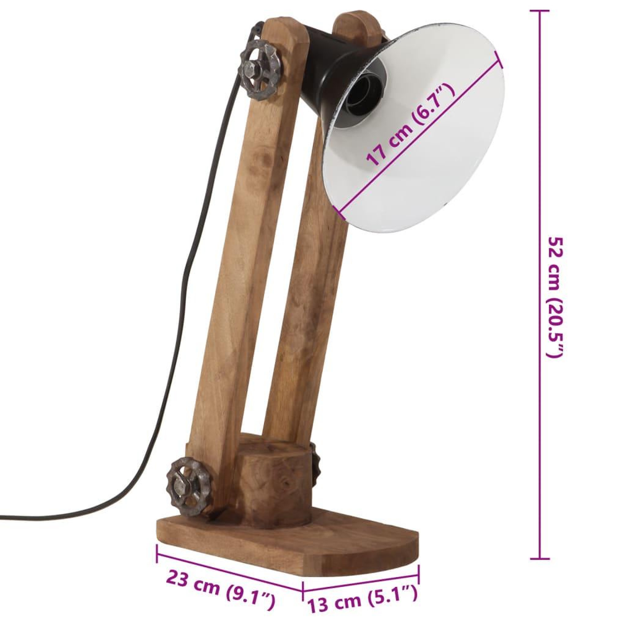 Voir la diapositive 6 : VIDAXL Lampe de bureau 25 W noir 23x13x52 cm E27