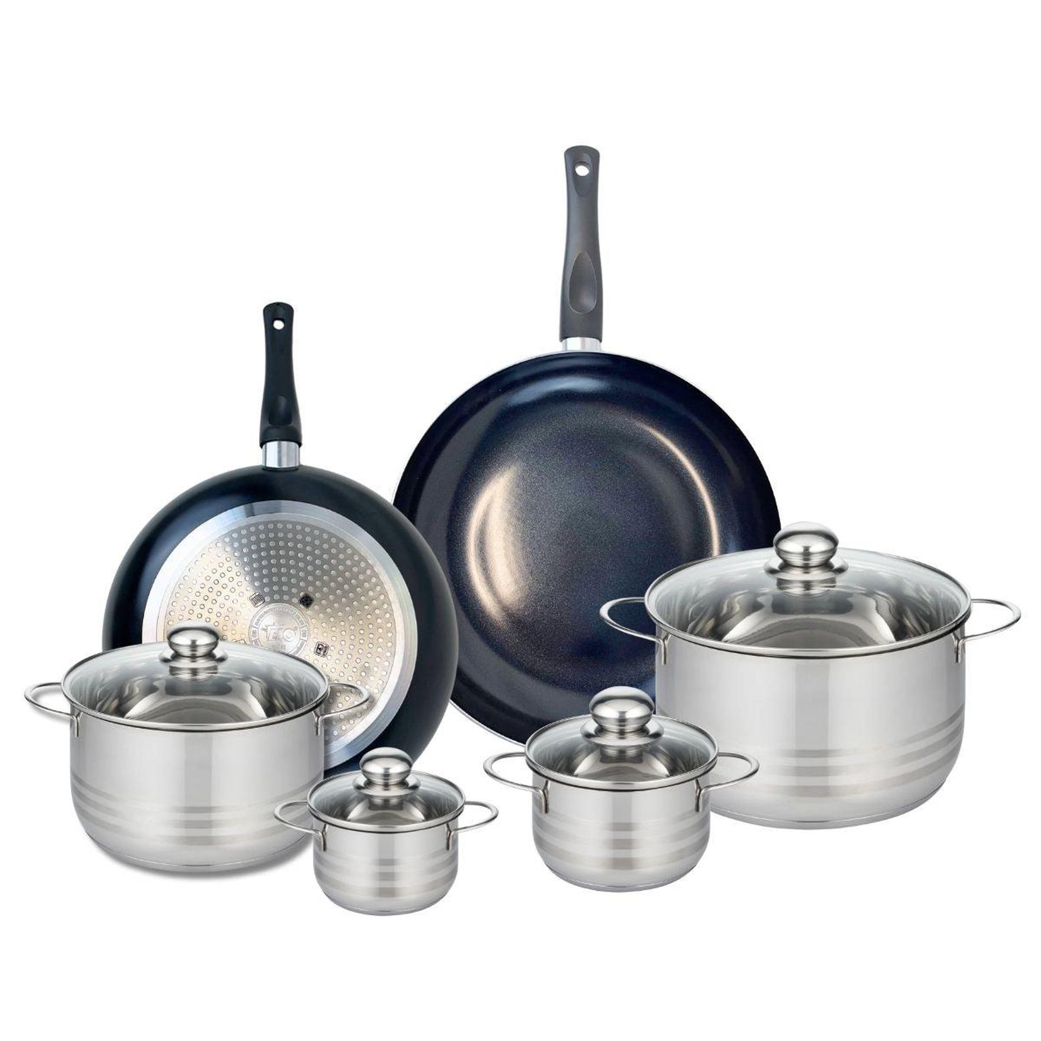 ELO Ensemble de 2 poêles de cuisson 28 et 32 cm et 4 faitouts 12, 14, 20 et 24 cm elo prima brillant