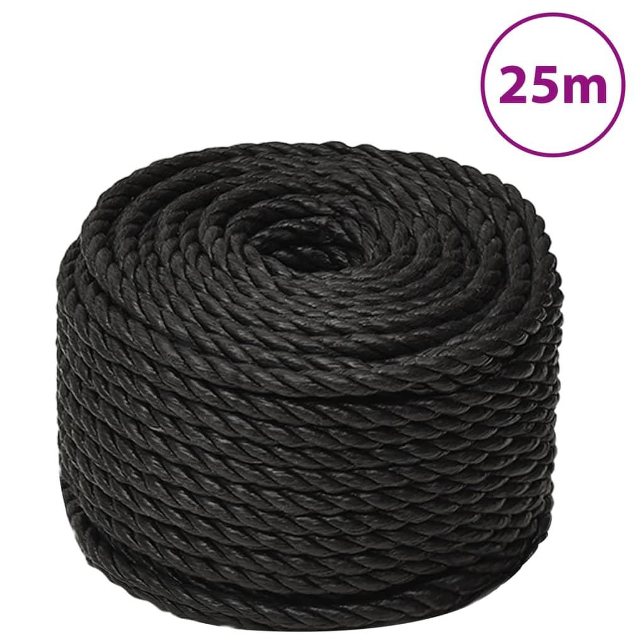 VIDAXL Corde de travail Noir 14 mm 25 m polypropylene